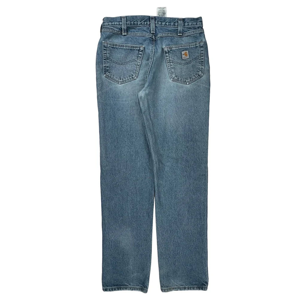 Carhartt Jeans - 34W 36L Light Wash Cotton Refurbished - Thrifted (note: this is a term often used to describe second- refurbished available on Cerqular
