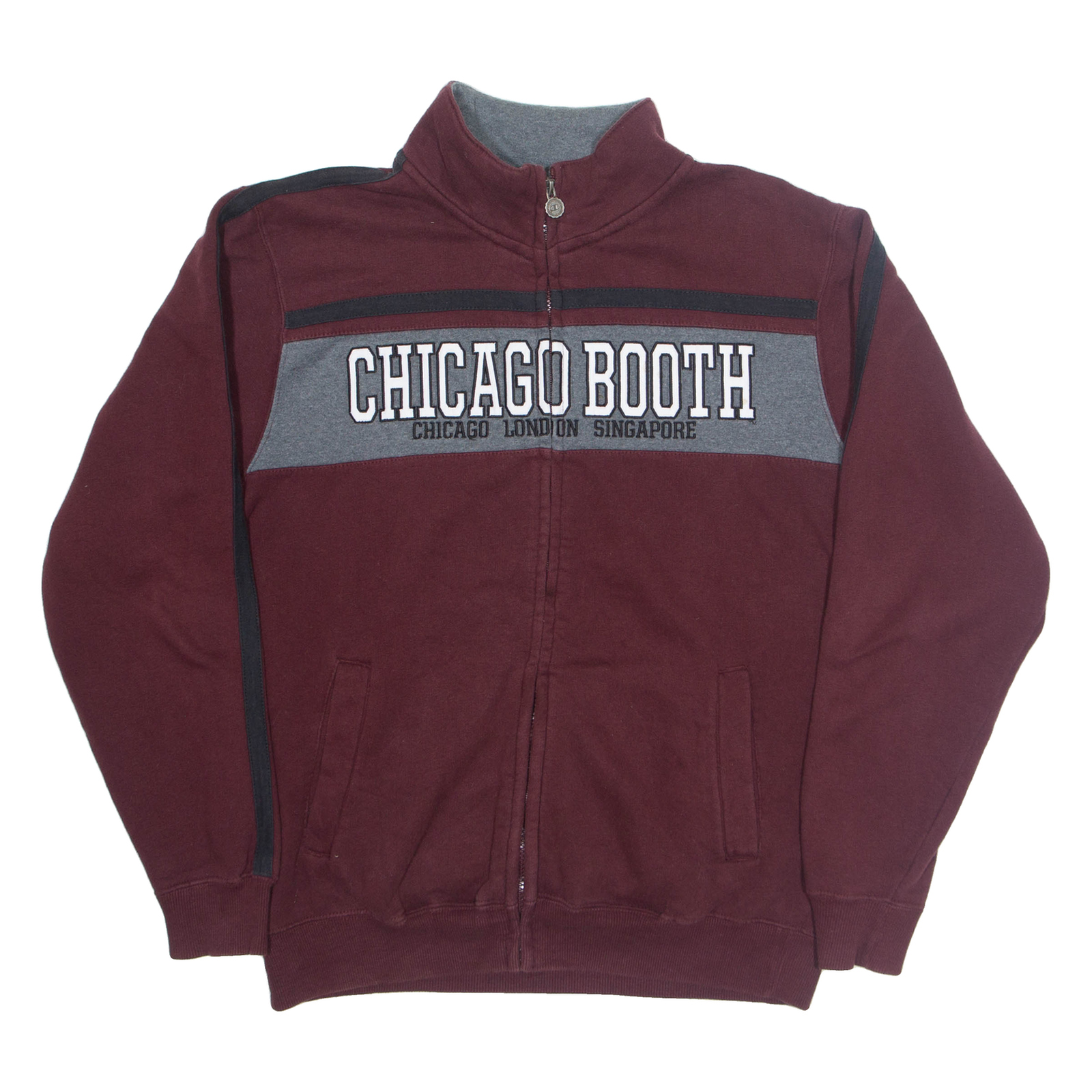 CHAMPION Chicago Booth Zip Up Mens Sweatshirt Maroon High Neck USA M Refurbished - N/A refurbished available on Cerqular