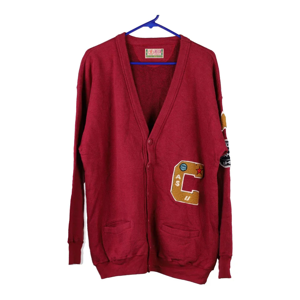 American System Cardigan - Large Burgundy Cotton Refurbished - Thrifted (note: this is a term often used to describe second- refurbished available on Cerqular