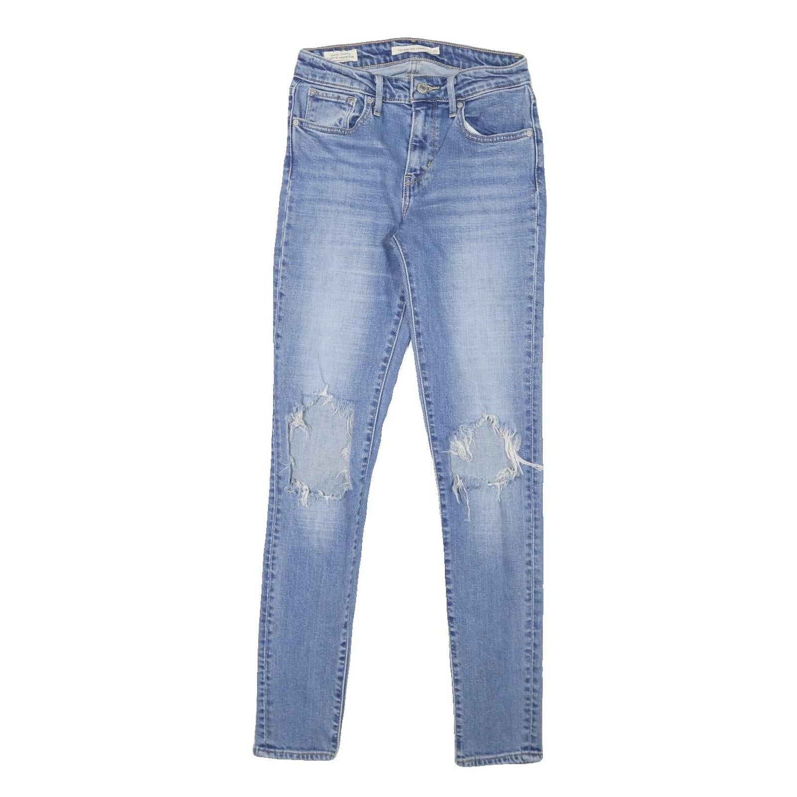LEVI'S 721 Womens Slim Blue Denim Light W28 W25 Zip Slim Fit Ripped Knee Jeans Refurbished - N/A refurbished available on Cerqular