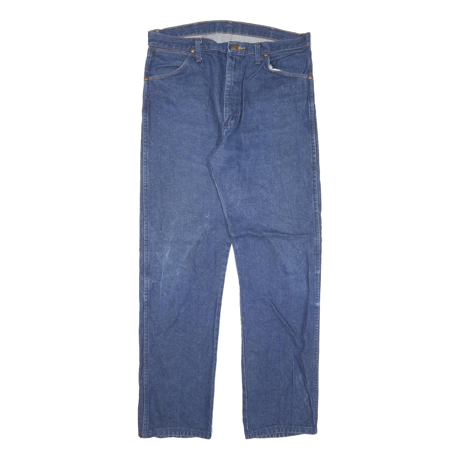 WRANGLER Mens Jeans Blue Regular Straight Denim Medium W34 L31 Classic Zip Refurbished - N/A refurbished available on Cerqular