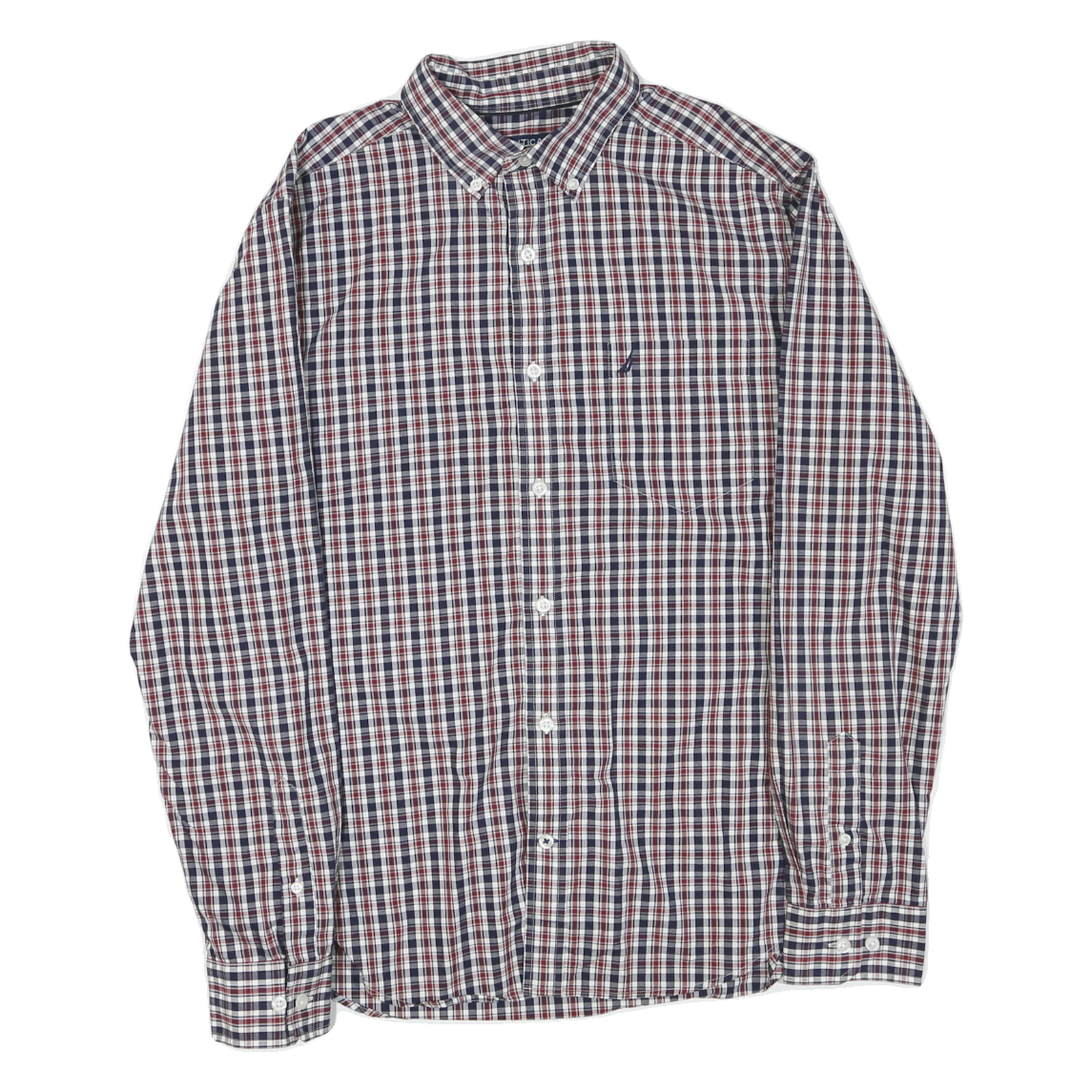 NAUTICA Mens Blue & Red Check Shirt M Long Sleeve Cotton Blend Casual Refurbished - N/A refurbished available on Cerqular