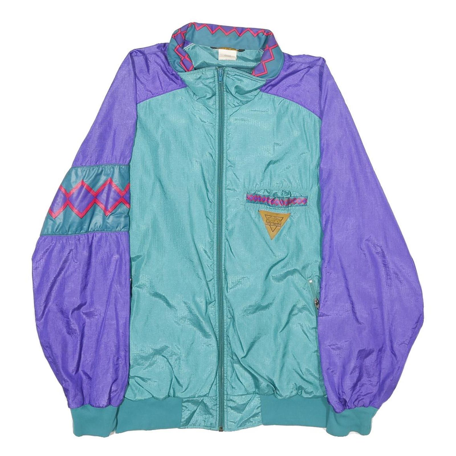 LOIS GARNEAU Mens Teal & Purple Retro Nylon Zip Jacket L Lightweight Vintage Refurbished - N/A refurbished available on Cerqular