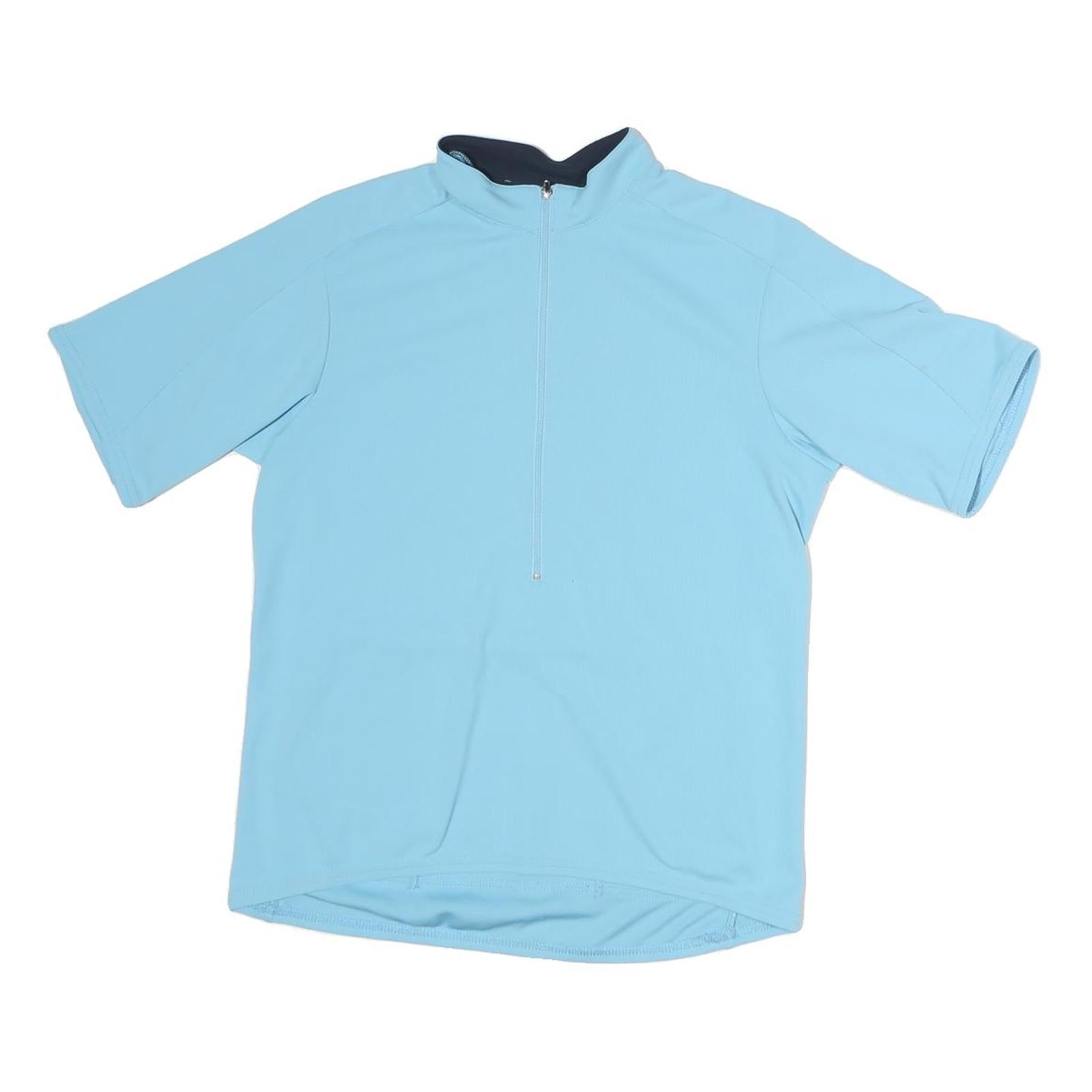 Mens Blue Polyester Cycling T-Shirt L Short Sleeve 1/4 Zip Lightweight Top Refurbished - N/A refurbished available on Cerqular