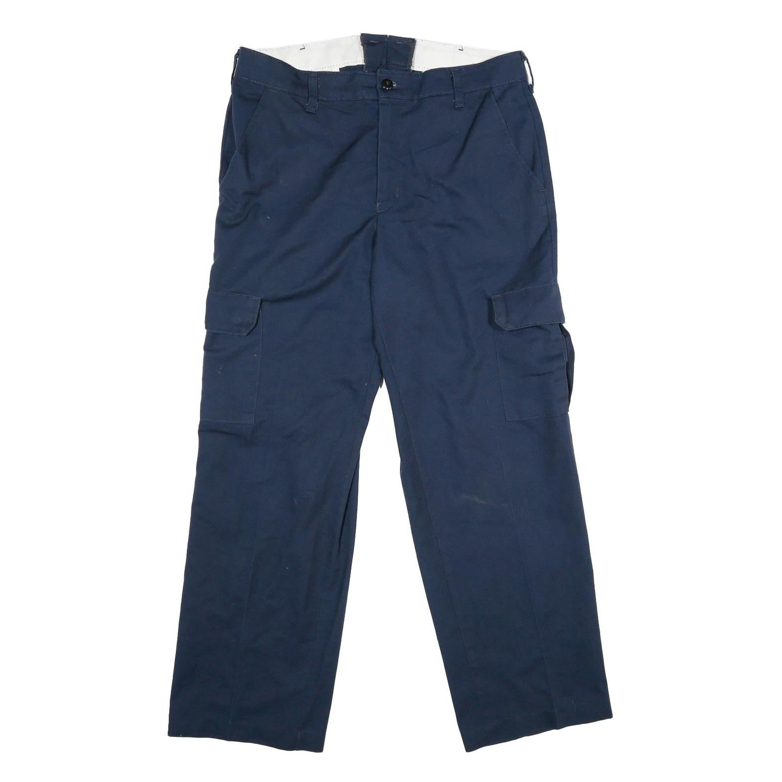 RED KAP Mens Polyester Blend Navy Regular Cargo Trousers W34 L31 Workwear Zip Refurbished - N/A refurbished available on Cerqular
