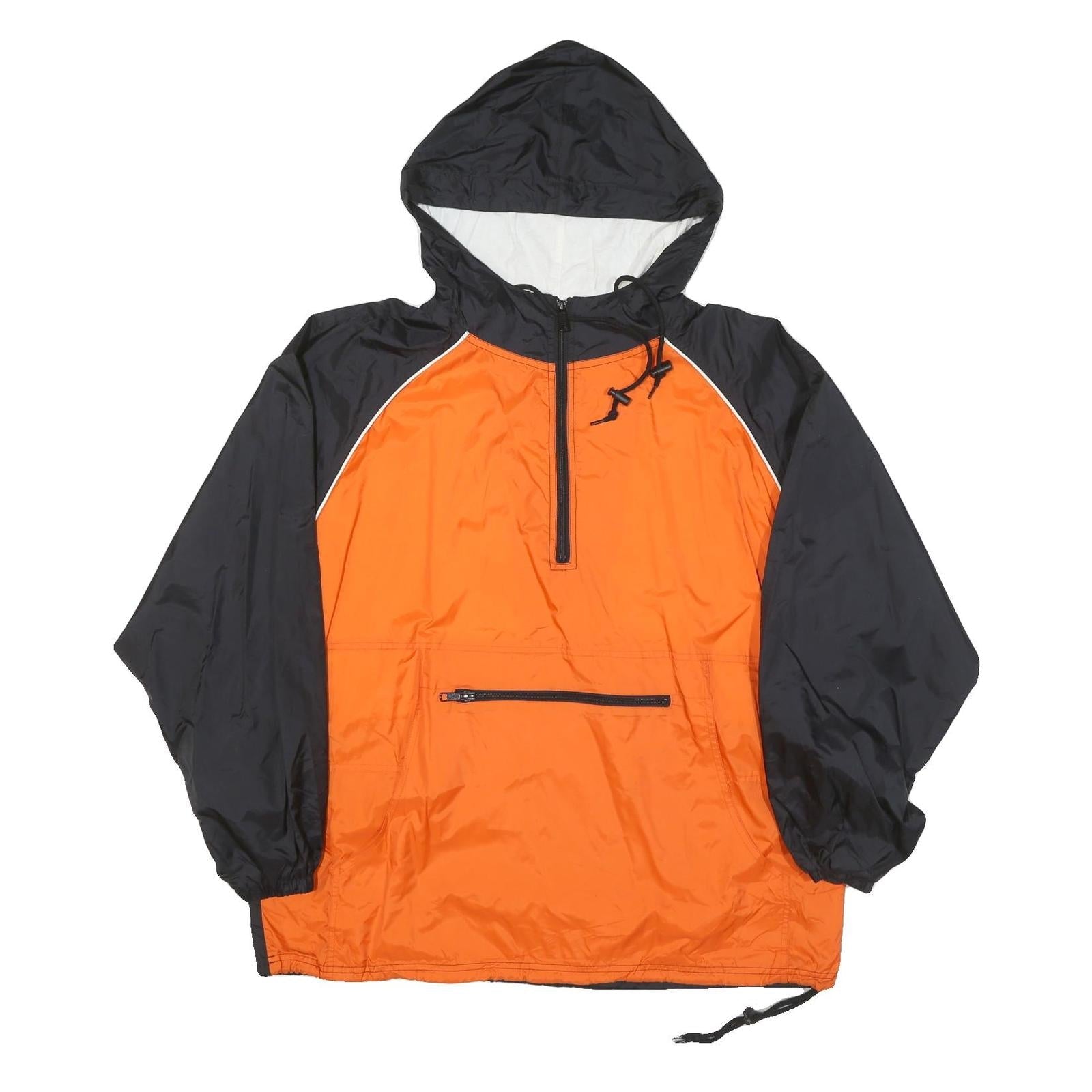 PORT AND COMPANY Mens Orange & Black Hooded Windbreaker Jacket XL Nylon Plain Refurbished - N/A refurbished available on Cerqular
