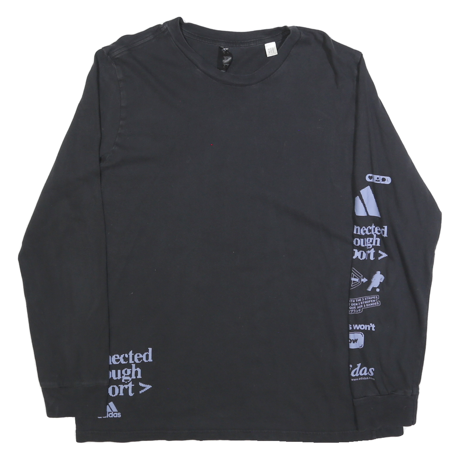 ADIDAS Mens Black Long Sleeve Crew Neck Graphic T-Shirt L Cotton Blend Refurbished - N/A refurbished available on Cerqular