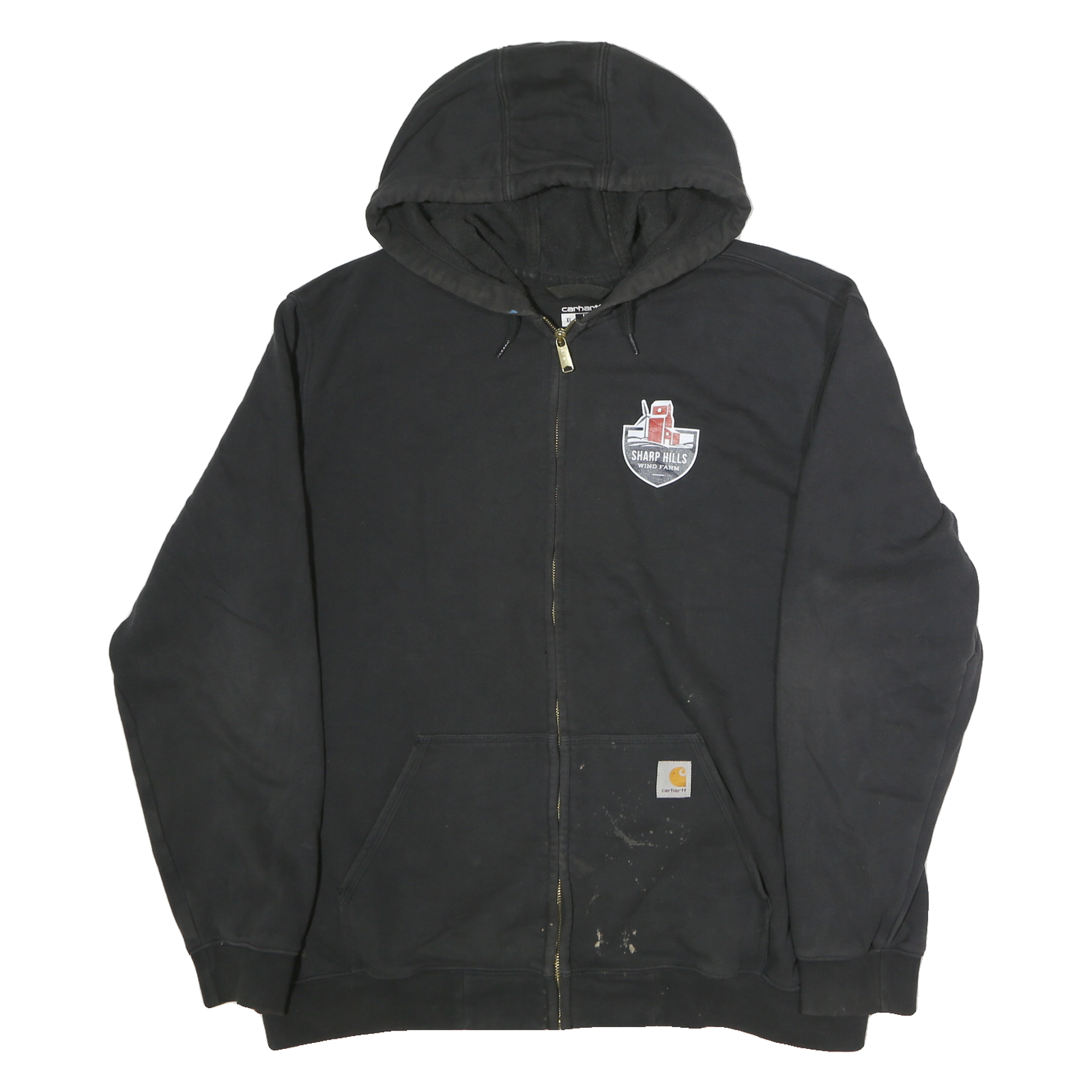 CARHARTT Mens Black Sharp Hills Zip Hoodie XL Boreal Construction Logo Workwear Refurbished - N/A refurbished available on Cerqular