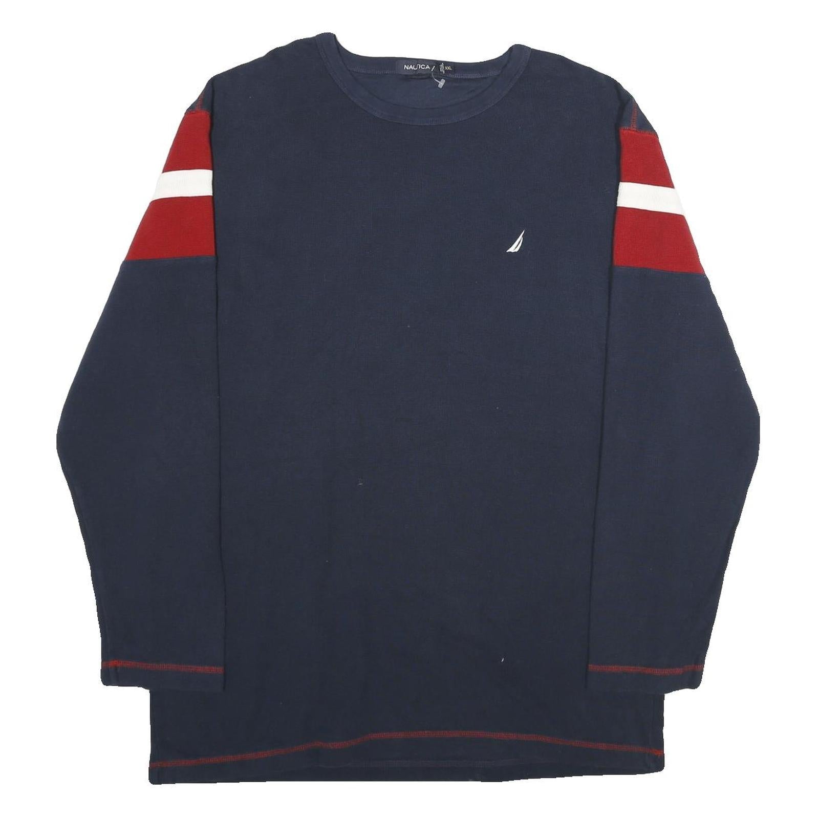 NAUTICA Mens Navy & Red Plain Crew Neck Basic Knit Jumper 2XL Cotton Casual Refurbished - N/A refurbished available on Cerqular
