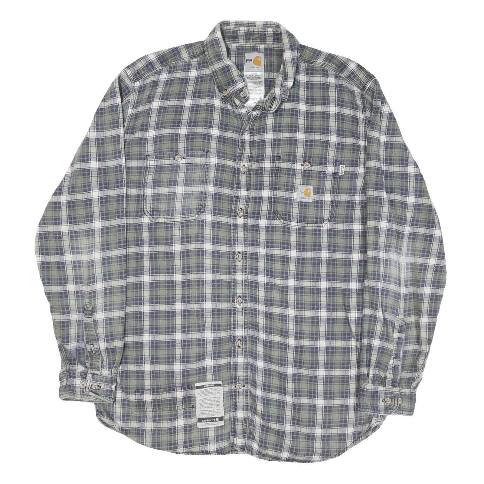 CARHARTT Mens Green & Blue Check Shirt L Long Sleeve Cotton Blend Casual Refurbished - N/A refurbished available on Cerqular