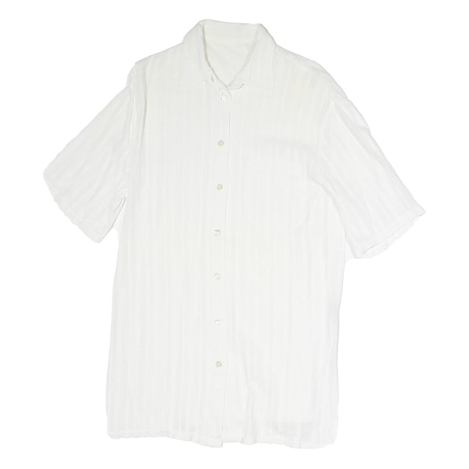 Buy Womens White Plain Polyester Short Sleeve Collared Shirt M Casual Summer Top Refurbished - $18.19 Womens White Plain Polyester Short Sleeve Collared Shirt M Casual Summer Top Refurbished - N/A refurbished available on Cerqular