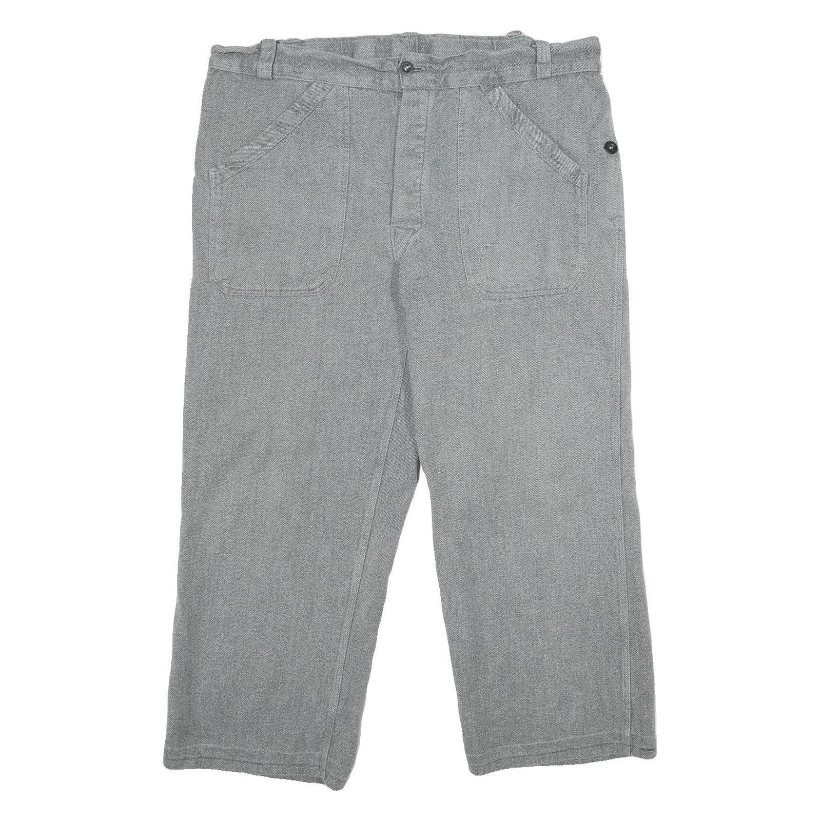 Mens Grey Cotton Regular Fit Button Closure Trousers W36 L26 Casual Workwear Refurbished - N/A refurbished available on Cerqular