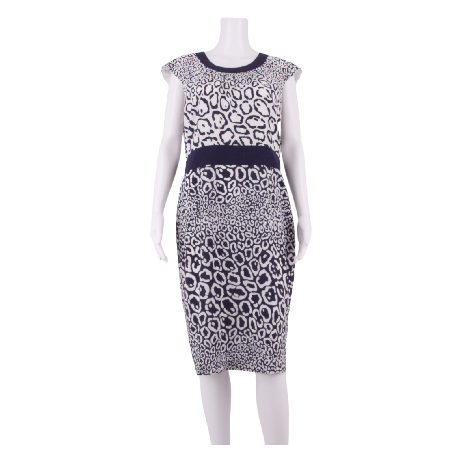 JAEGER Womens Pencil Dress White Animal Print Sleeveless Knee Length UK 14 Refurbished - N/A refurbished available on Cerqular