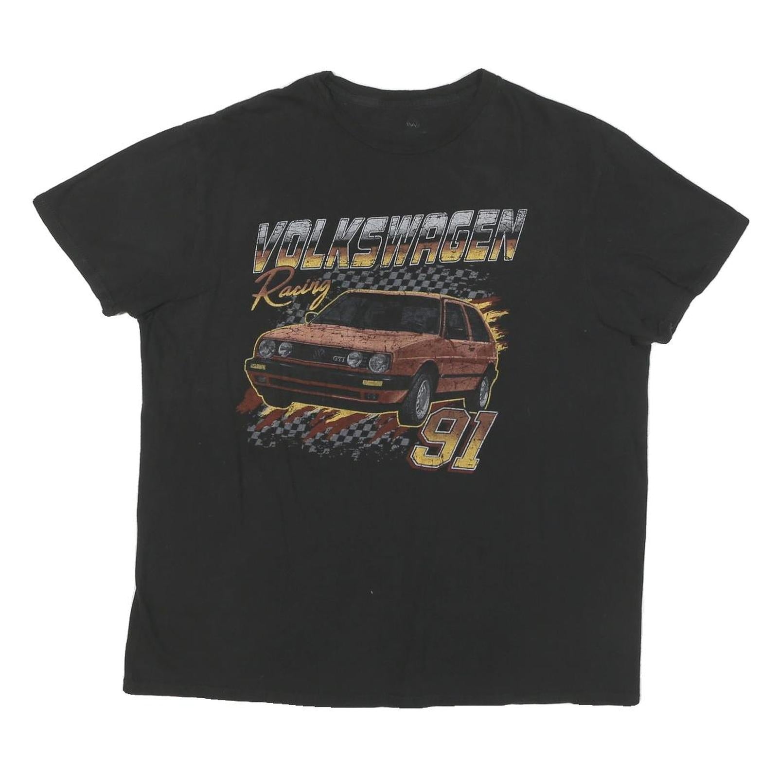 VOLKSWAGEN Mens Black Racing Graphic T-Shirt M Short Sleeve Crew Neck Refurbished - N/A refurbished available on Cerqular