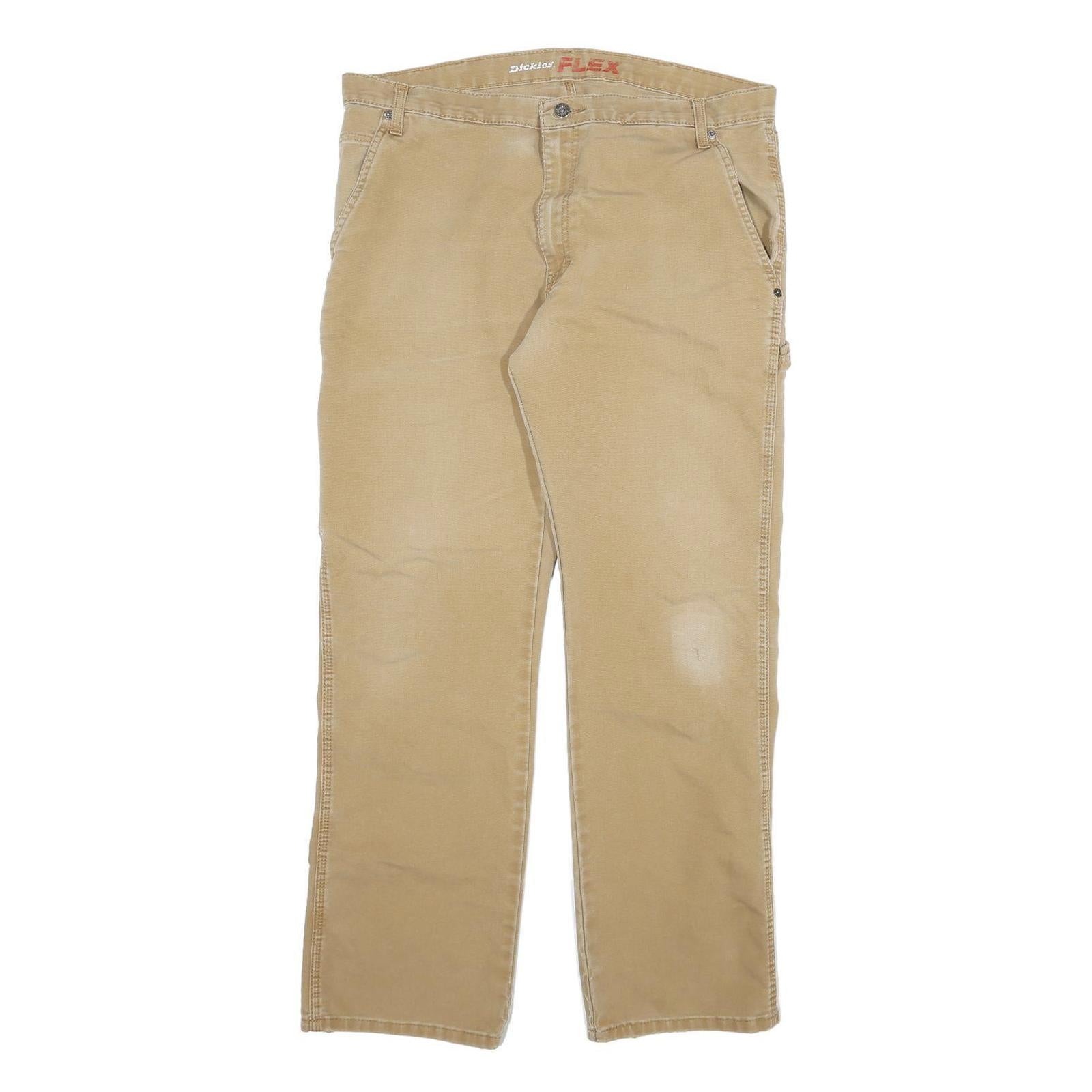 DICKIES Mens Cotton Blend Beige Regular Fit Straight Leg Trousers W36 L30 Refurbished - N/A refurbished available on Cerqular