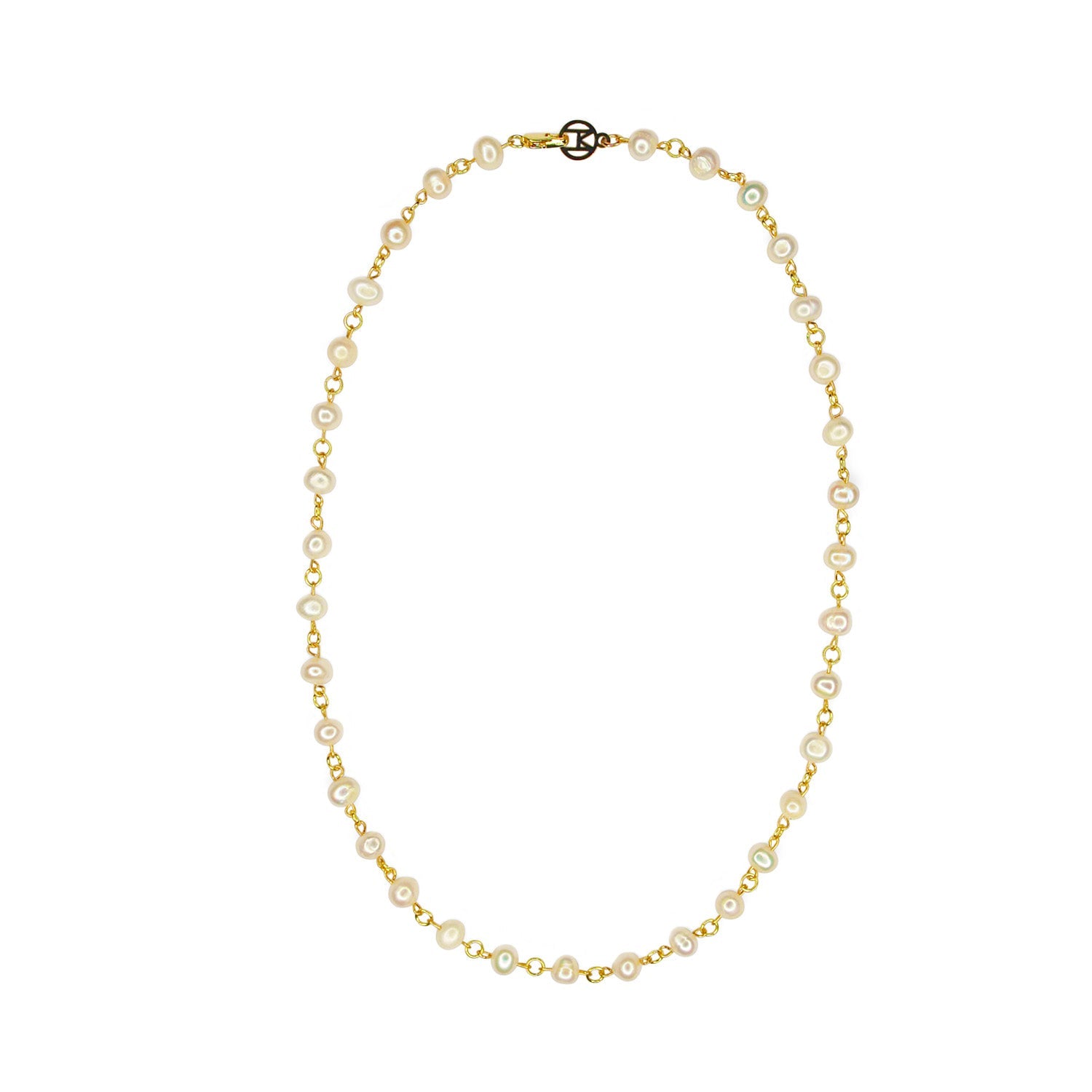 Linked 14k Gold Pearl Necklace | Size: 30"" Refurbished - N/A (Note: There is no well-known brand with this name refurbished available on Cerqular