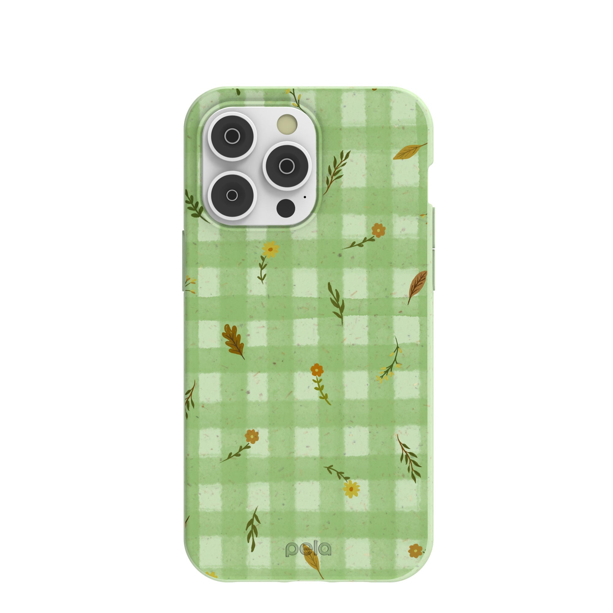 Sage Green Fall Gingham iPhone 14 Pro Max Case Refurbished - Pela Case refurbished available on Cerqular
