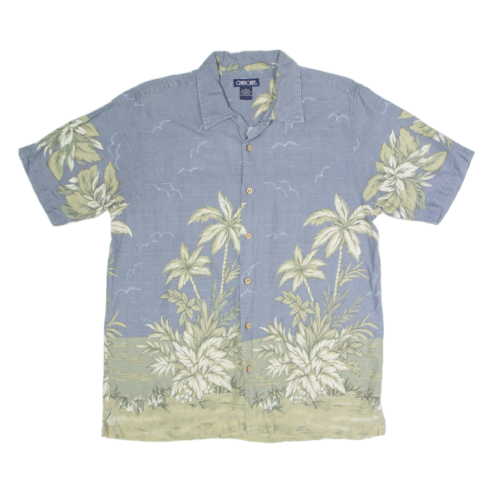 CHEROKEE Mens Hawaiian Shirt Blue Floral L Refurbished - N/A refurbished available on Cerqular