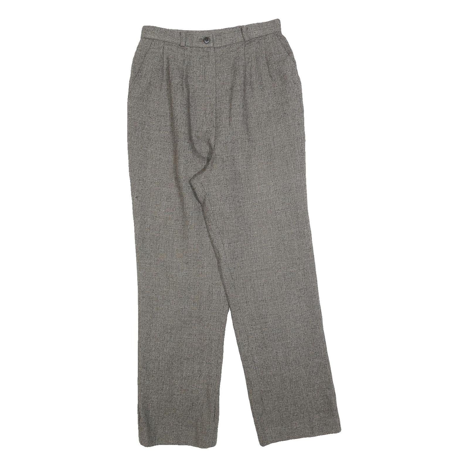 Womens Grey Regular Fit Straight Trousers W25 L27 Elastic Waist Zip Closure Refurbished - N/A refurbished available on Cerqular