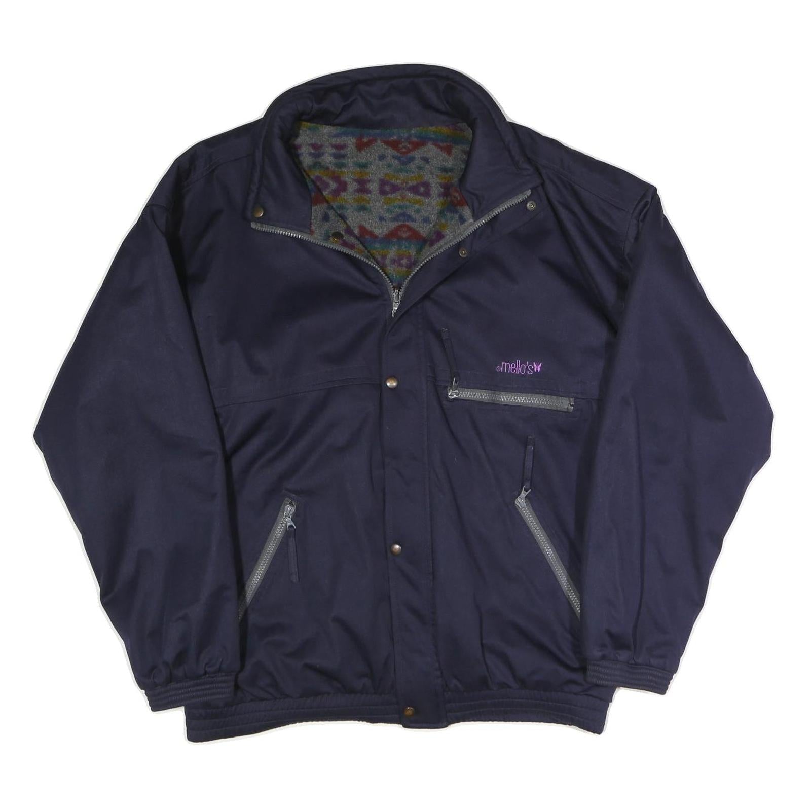 Mens Navy Blue Reversible Jacket L Polyester Blend Plain Zip Casual Outerwear Refurbished - N/A refurbished available on Cerqular