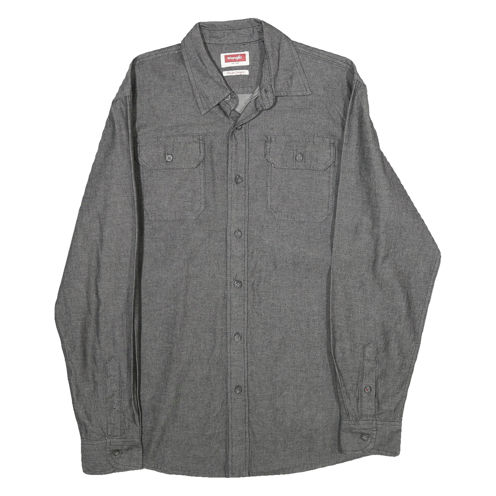 WRANGLER Mens Grey Cotton Blend Shirt M Casual Long Sleeve Button-Up Refurbished - N/A refurbished available on Cerqular