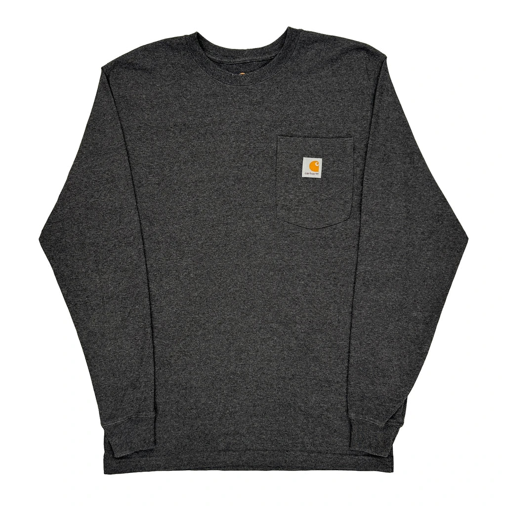 Carhartt Long Sleeve T-Shirt - Small Grey Cotton Refurbished - Thrifted (note: this is a term often used to describe second- refurbished available on Cerqular