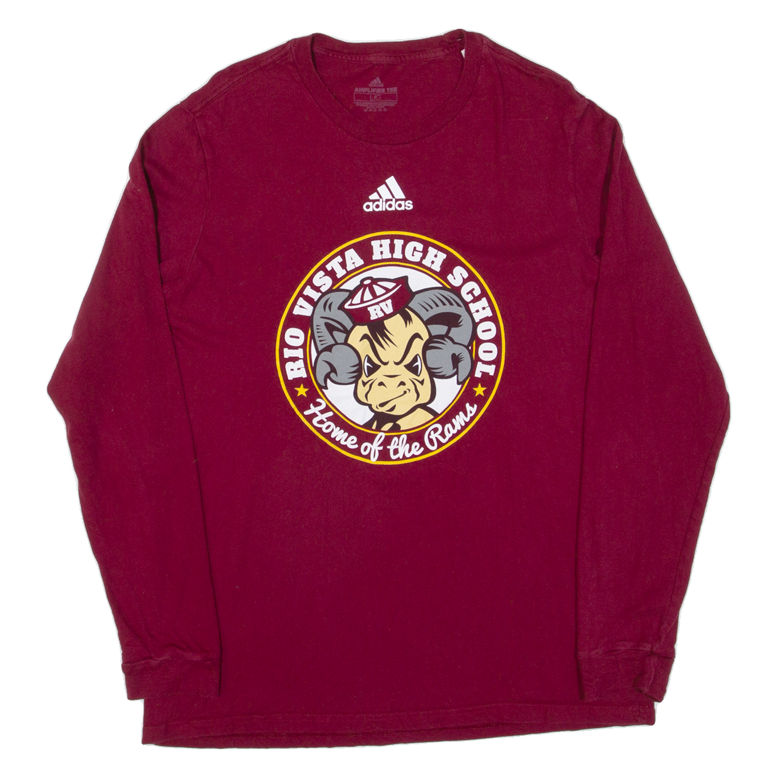 ADIDAS Rio Vista High School Mens T-Shirt Maroon Long Sleeve USA L Refurbished - N/A refurbished available on Cerqular