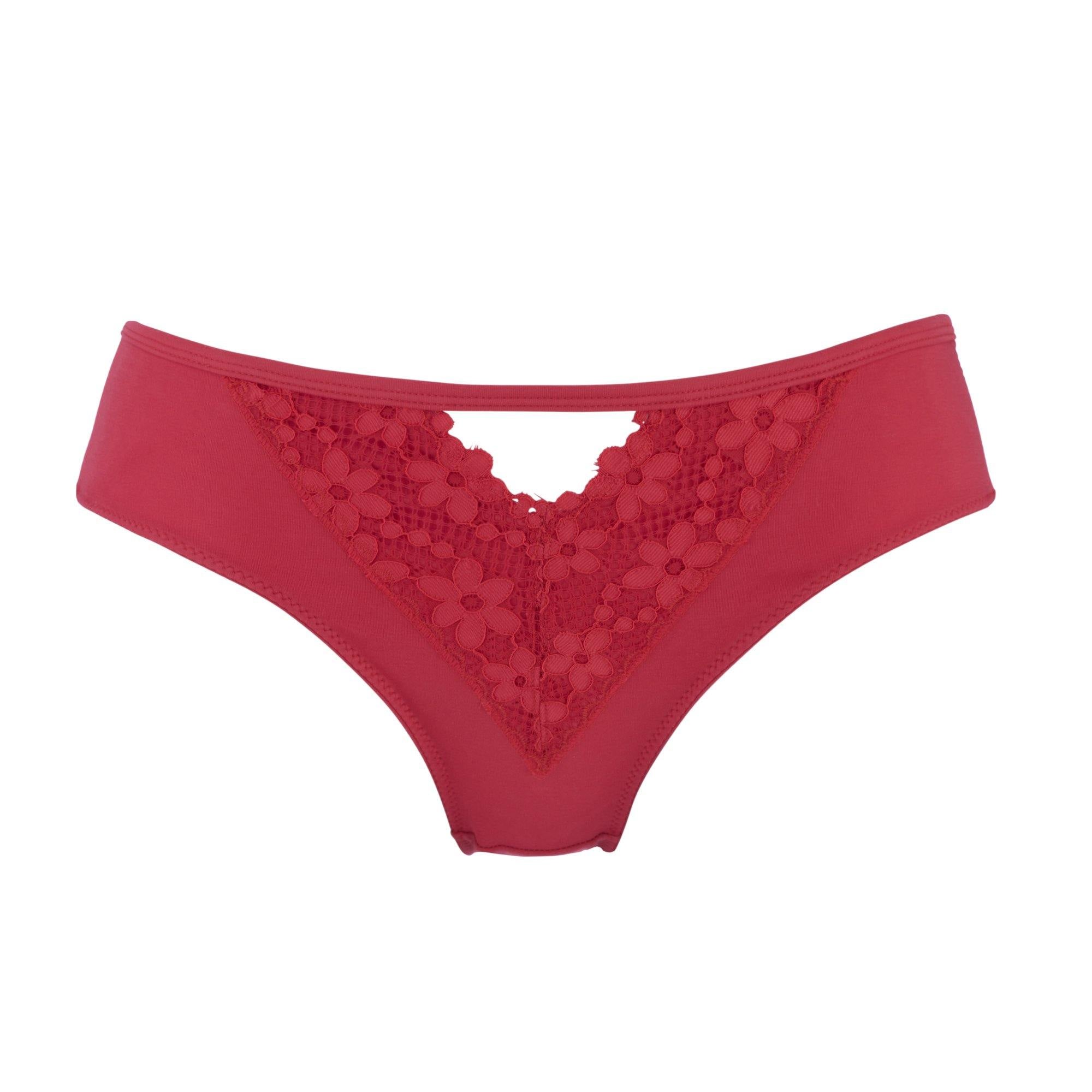 Passion Red - Silk & Organic Cotton Brief | Size: 18 Refurbished - Julie May Lingerie refurbished available on Cerqular