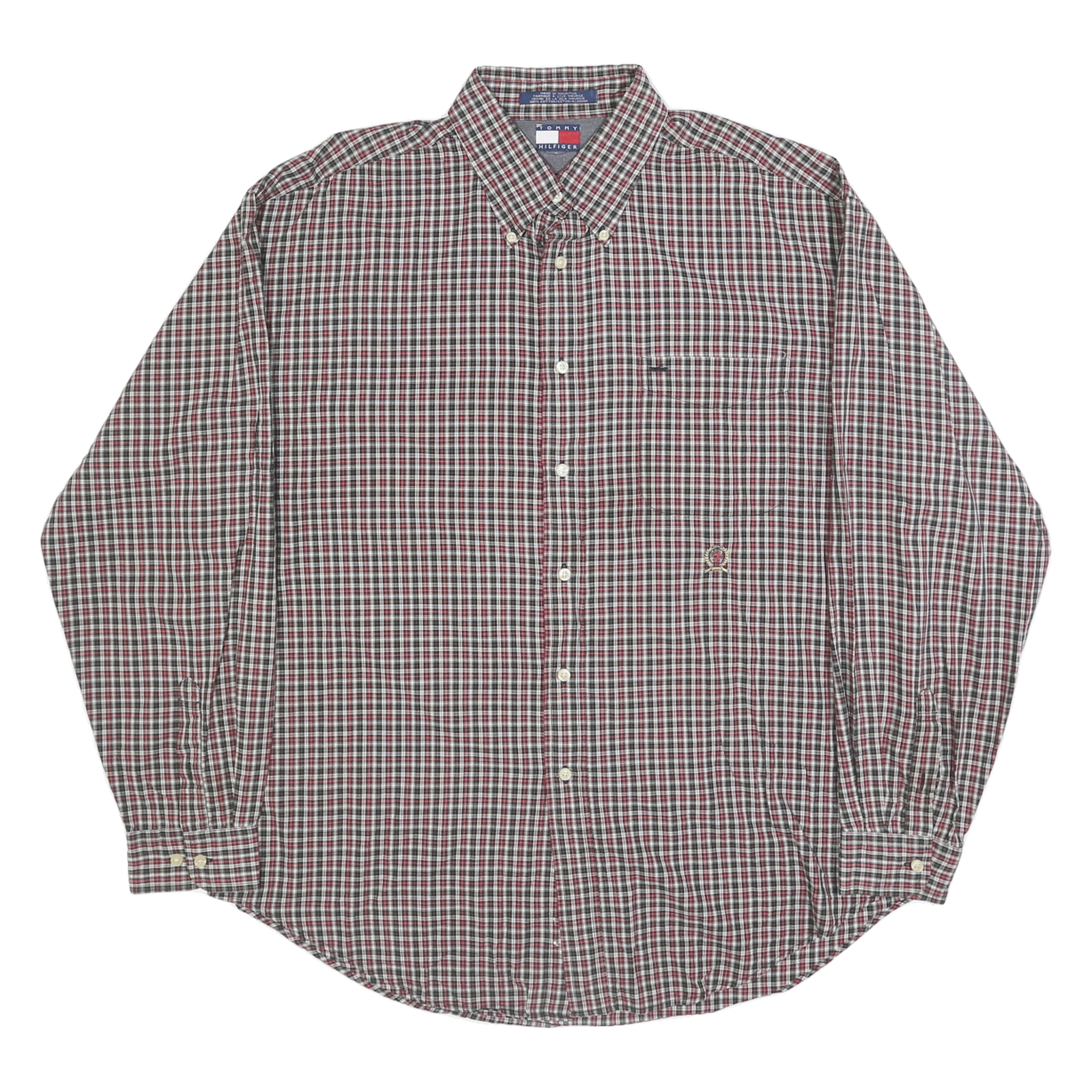TOMMY HILFIGER Mens Red Black & White Checked Shirt XL Classic Button-Down Refurbished - N/A refurbished available on Cerqular