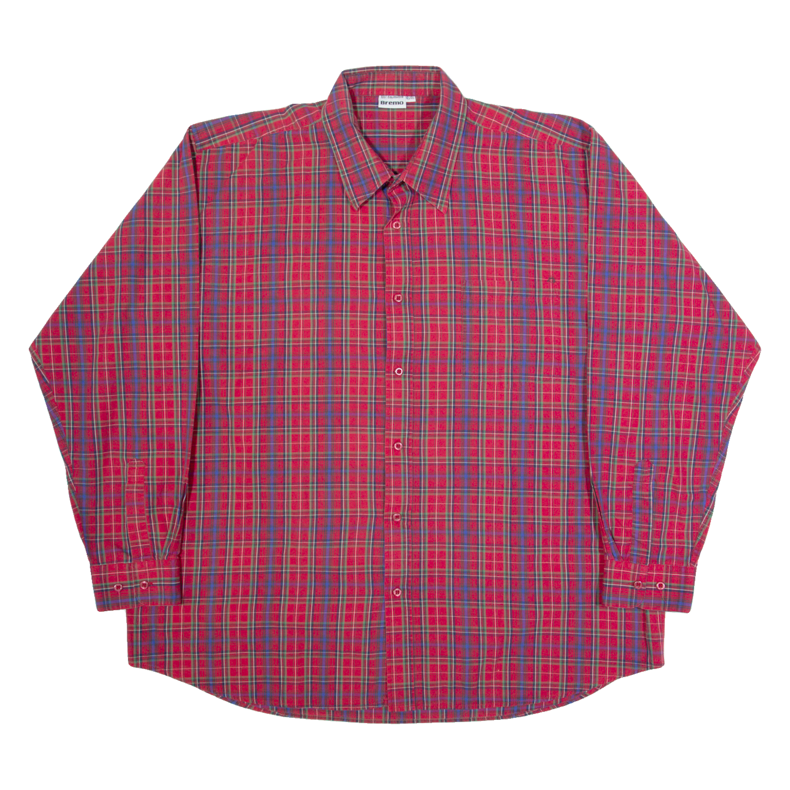 BREMO Mens Shirt Red Check Long Sleeve 2XL Refurbished - N/A refurbished available on Cerqular