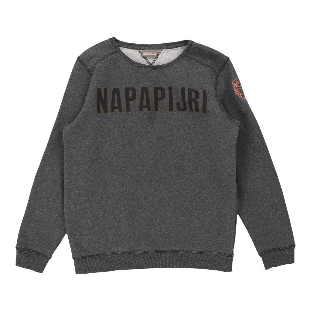 Buy Age 12 Napapijri Spellout Sweatshirt - Large Grey Cotton Refurbished - $16.07 Age 12 Napapijri Spellout Sweatshirt - Large Grey Cotton Refurbished - Thrifted (note: this is a term often used to describe second- refurbished available on Cerqular