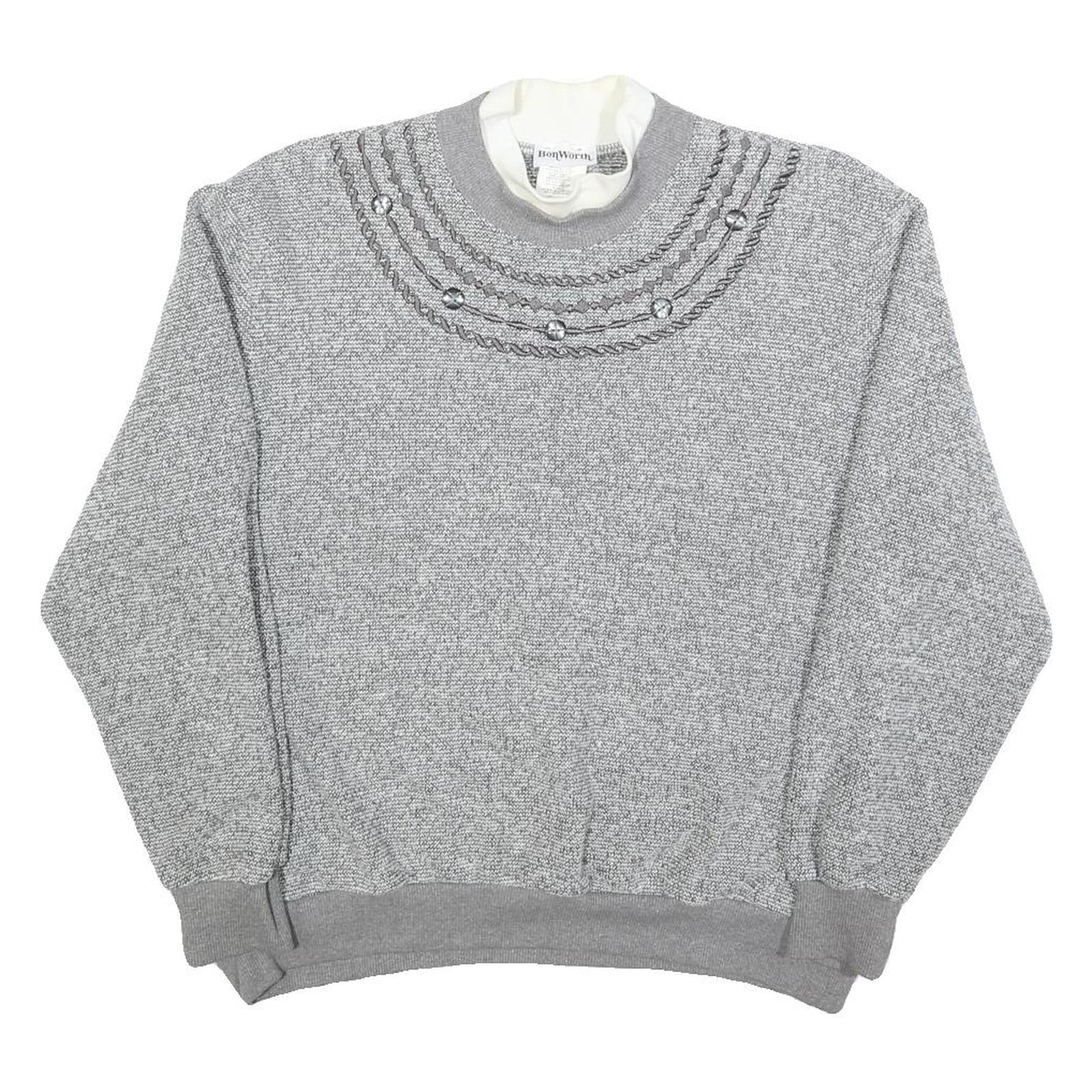 BON WORTH Womens Grey Plain Crew Neck Basic Knit Jumper S Cotton Blend Refurbished - N/A refurbished available on Cerqular
