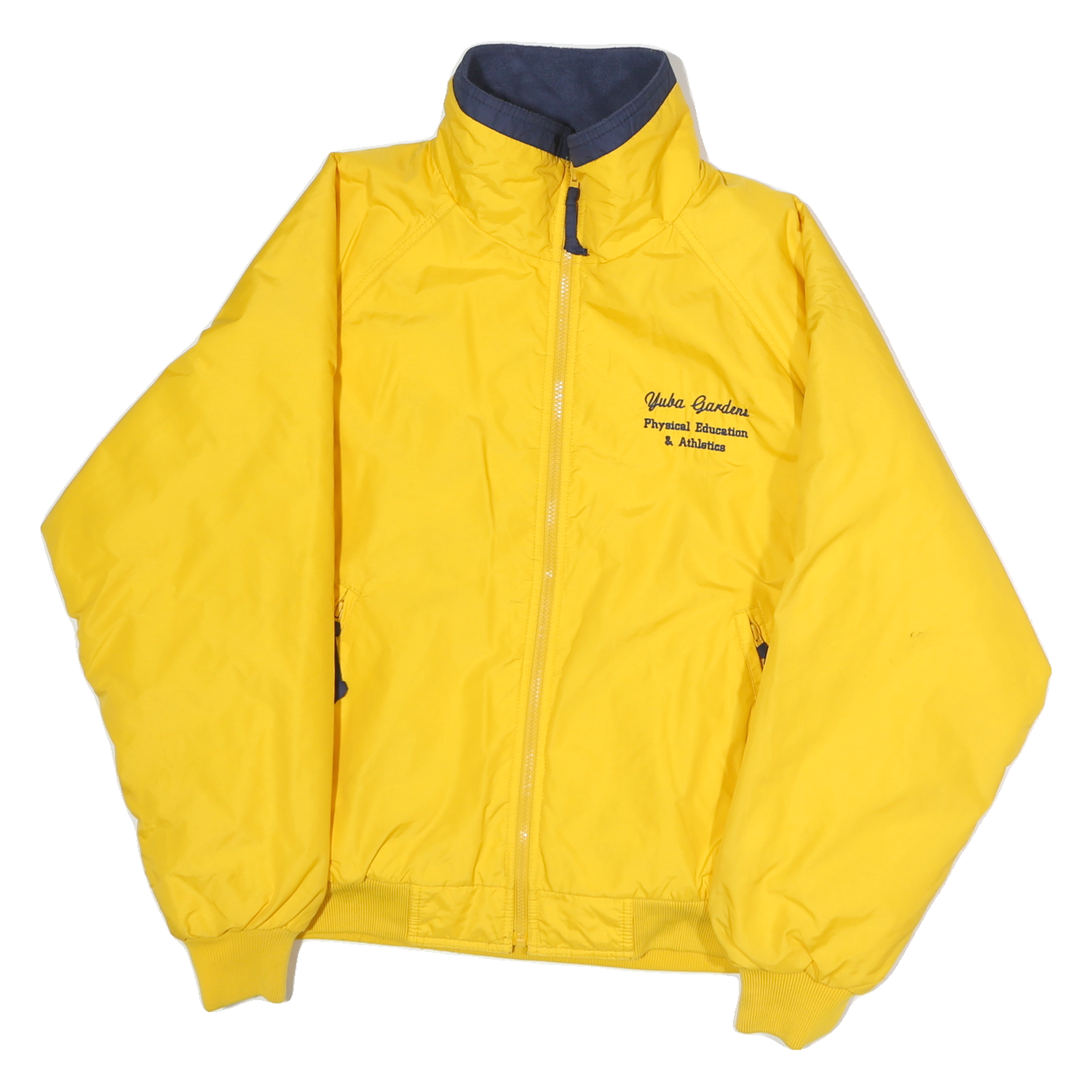 PORT AUTHORITY Mens Yellow & Navy Physical Education Zip Jacket M Polyester Refurbished - N/A refurbished available on Cerqular