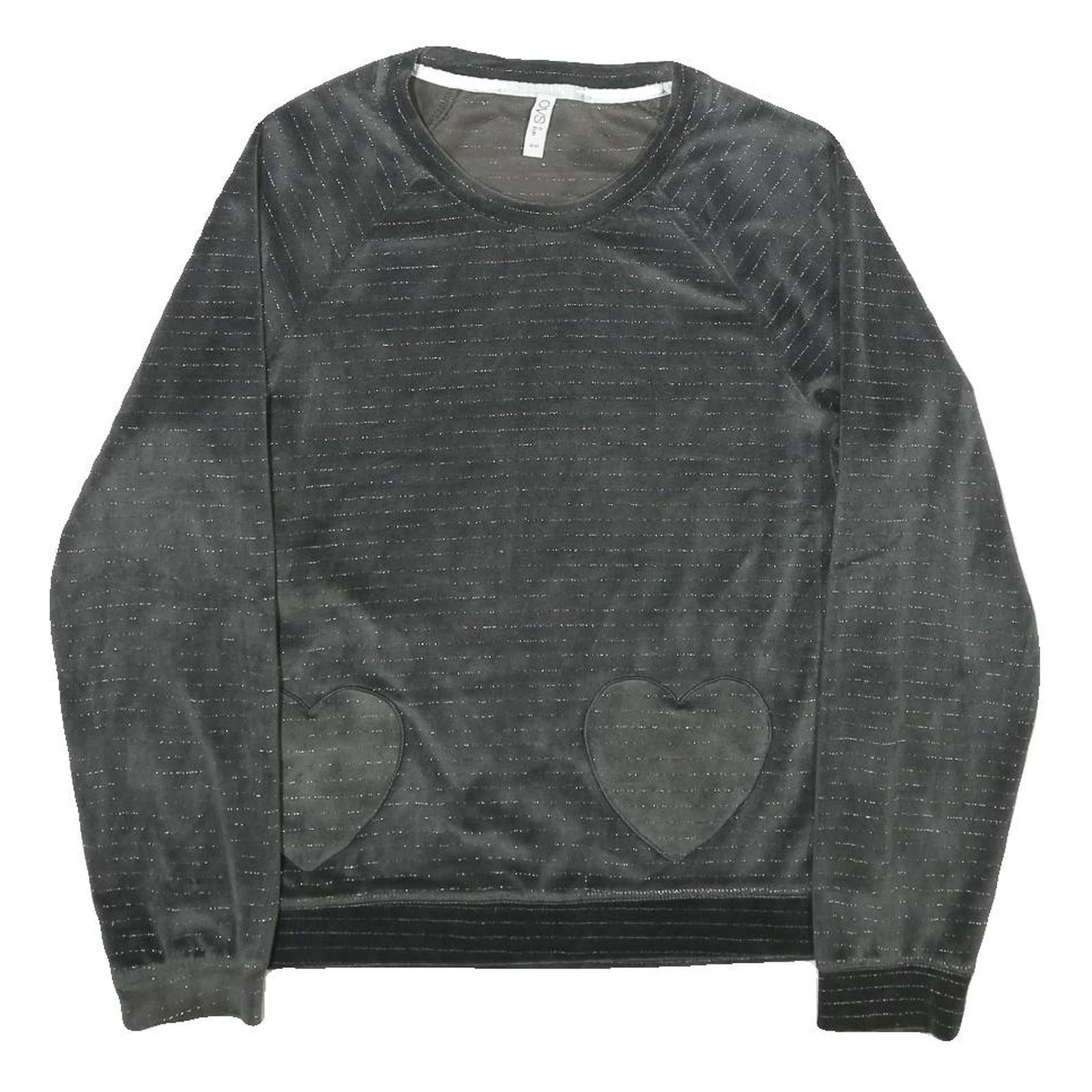 OVS Womens Black Velvet Patterned Jumper Round Neck Basic Knit Size S Heart Refurbished - N/A refurbished available on Cerqular