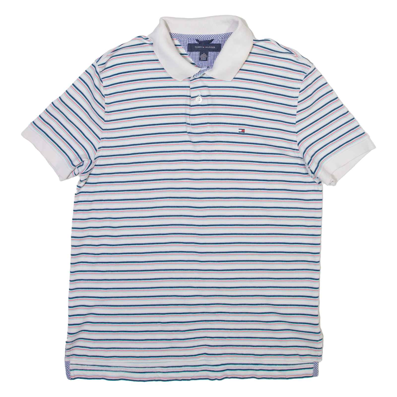 TOMMY HILFIGER Womens Polo Shirt White Striped M Refurbished - N/A refurbished available on Cerqular