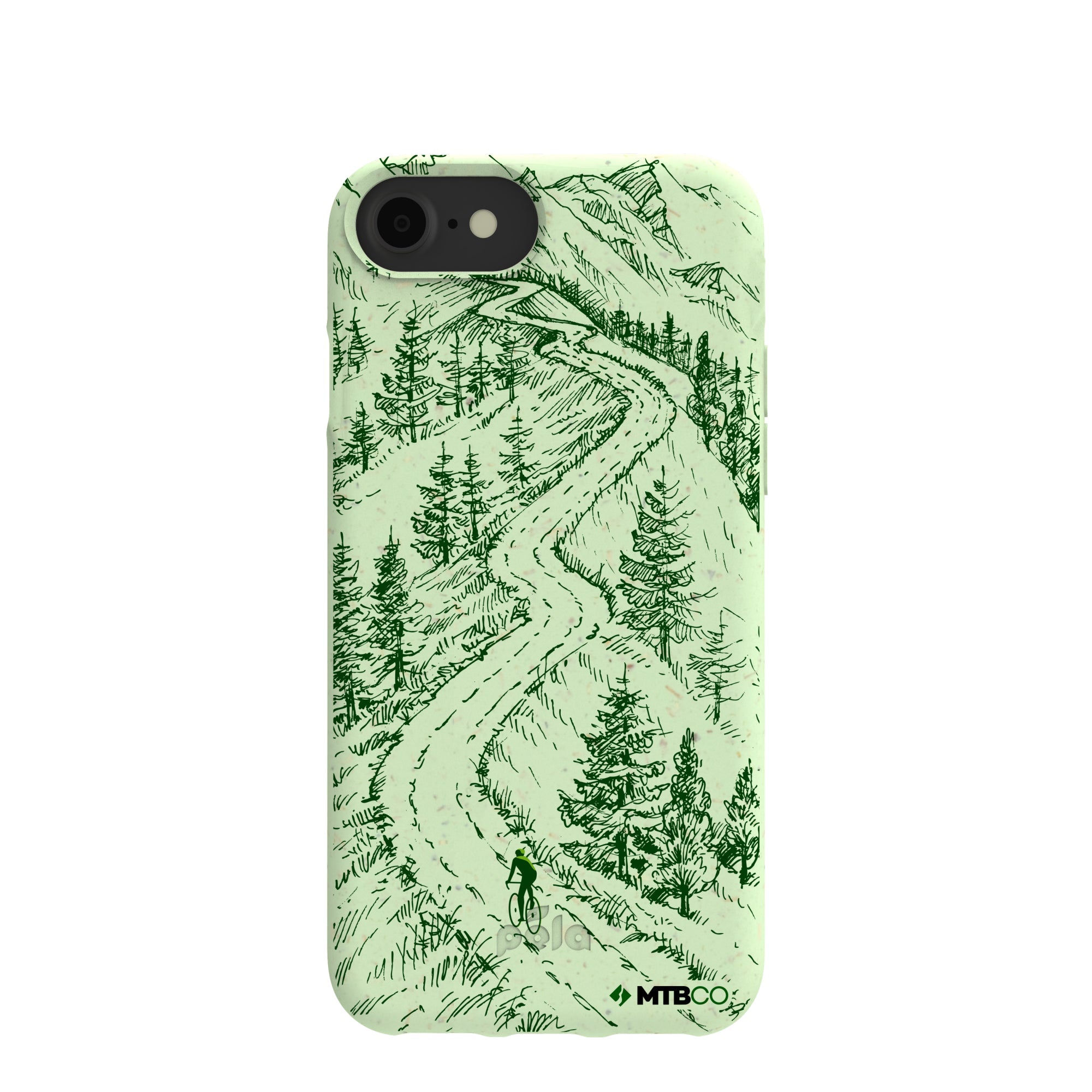 Sage Green Into the Mountains MTBCO iPhone 6/6s/7/8/SE Case Refurbished - Pela Case refurbished available on Cerqular