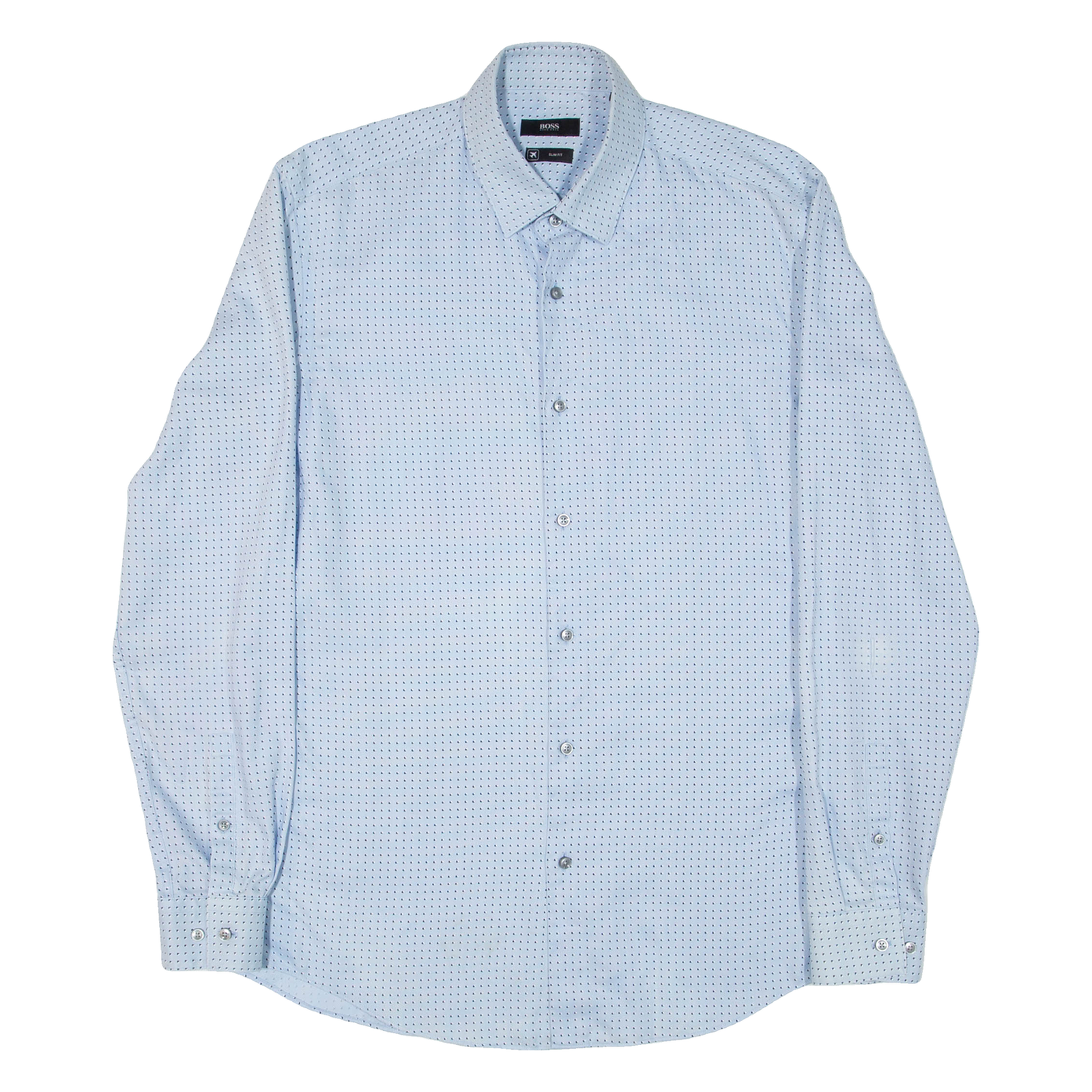 BOSS Slim Fit Mens Shirt Blue Spotted Long Sleeve M Refurbished - N/A refurbished available on Cerqular
