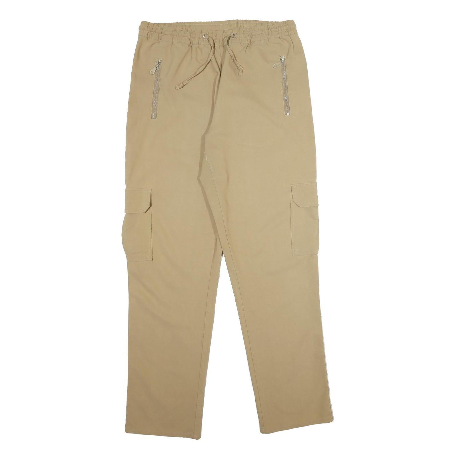 GREENVILLAGE Womens Beige Viscose Blend Regular Drawstring Cargo Trousers W32 Refurbished - N/A refurbished available on Cerqular