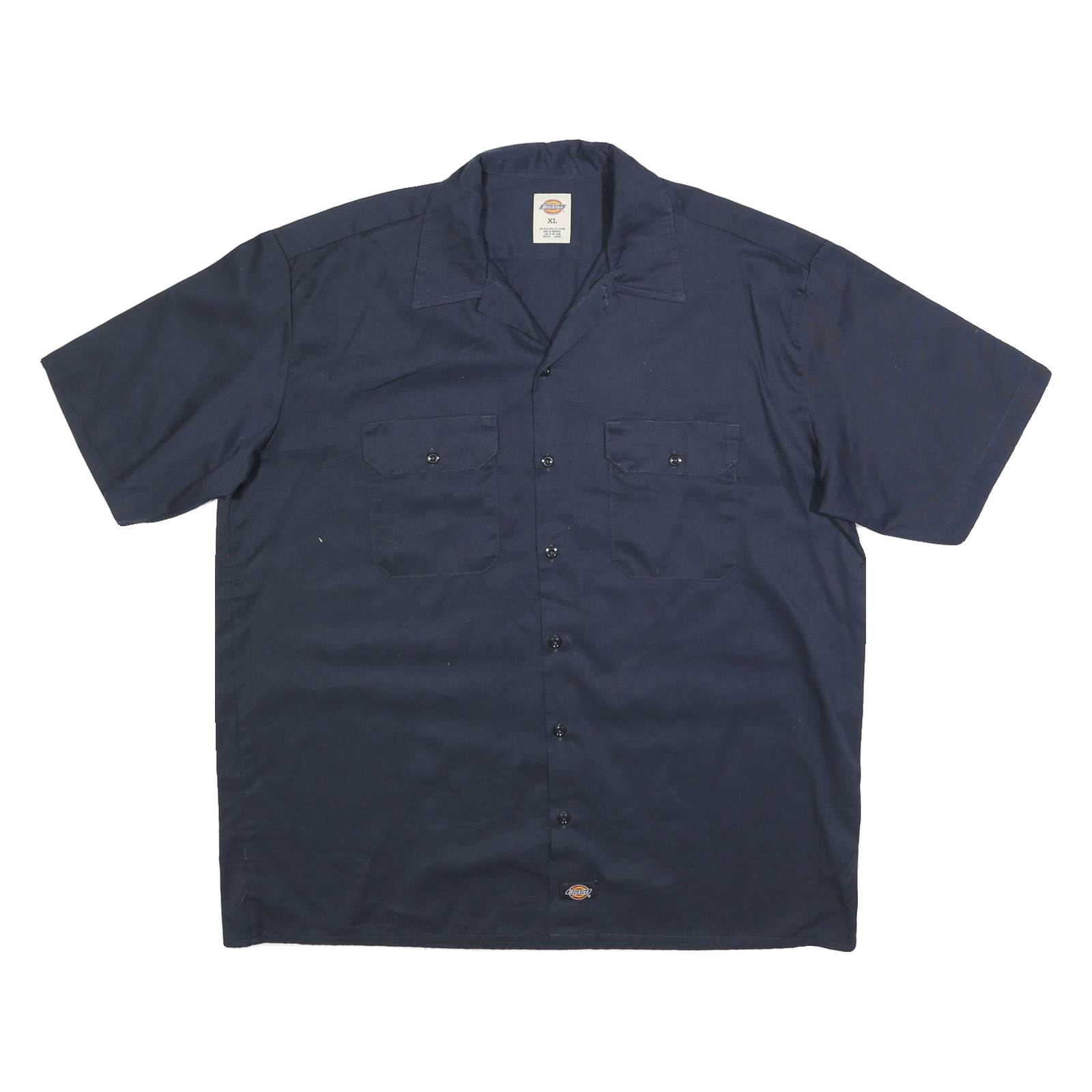 DICKIES Mens Navy Blue Work Shirt XL Cotton Blend Short Sleeve Button Pocket Refurbished - N/A refurbished available on Cerqular