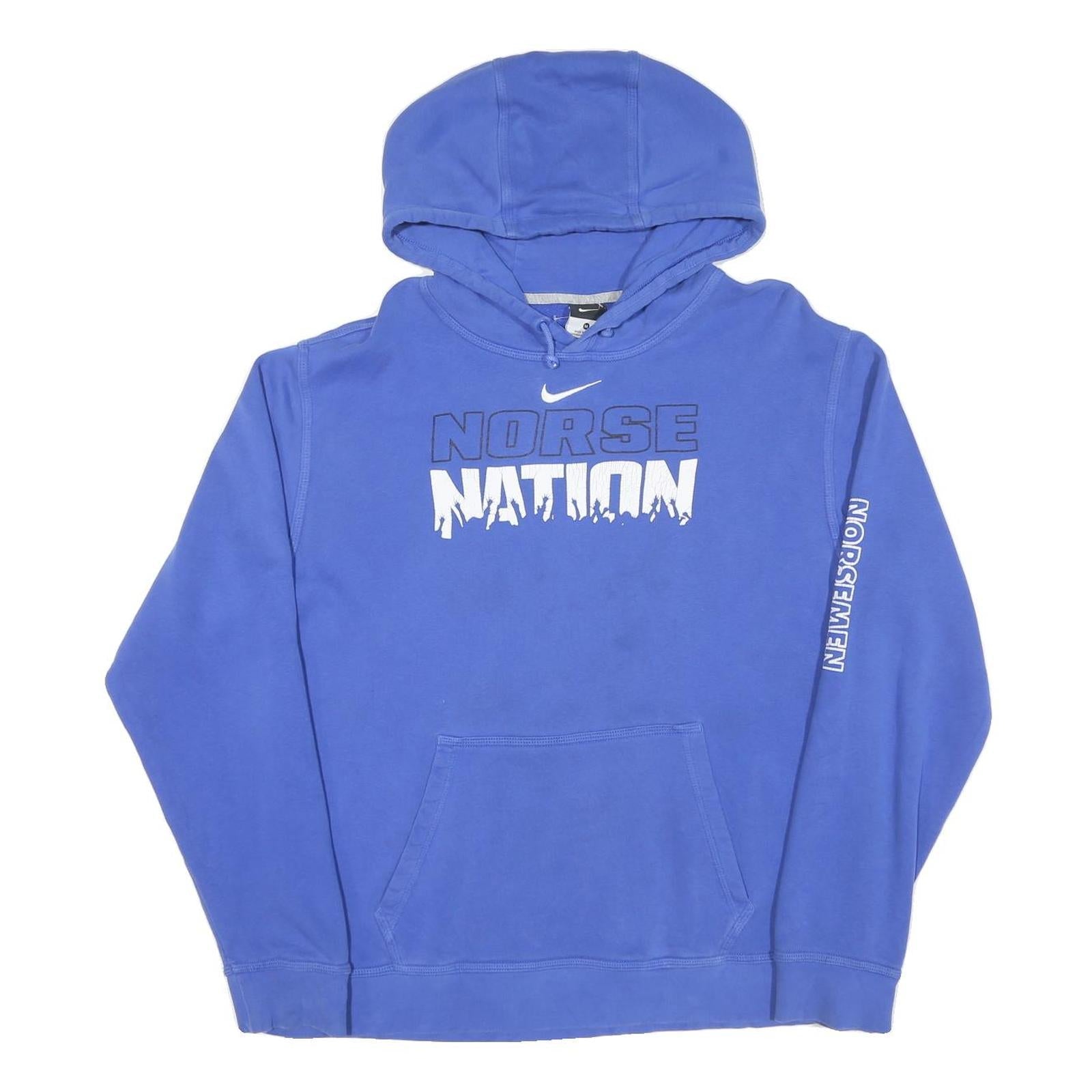 NIKE Mens Blue Norse Nation Pullover Hoodie M Sports Graphic Sweatshirt Refurbished - N/A refurbished available on Cerqular