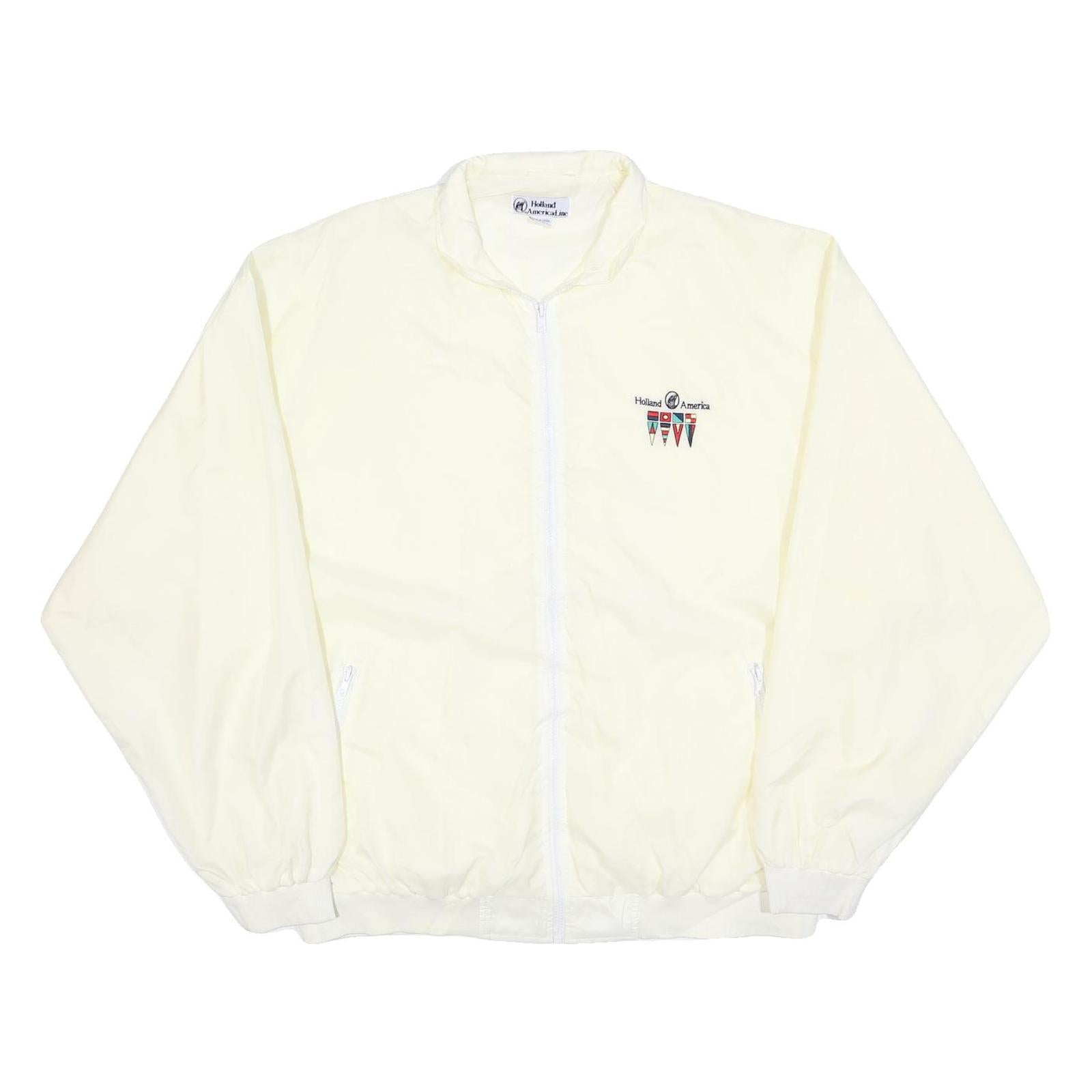 HOLLAND AMERICAL LINE Mens Cream XL Polyester Jacket Button Plain Lightweight Refurbished - N/A refurbished available on Cerqular