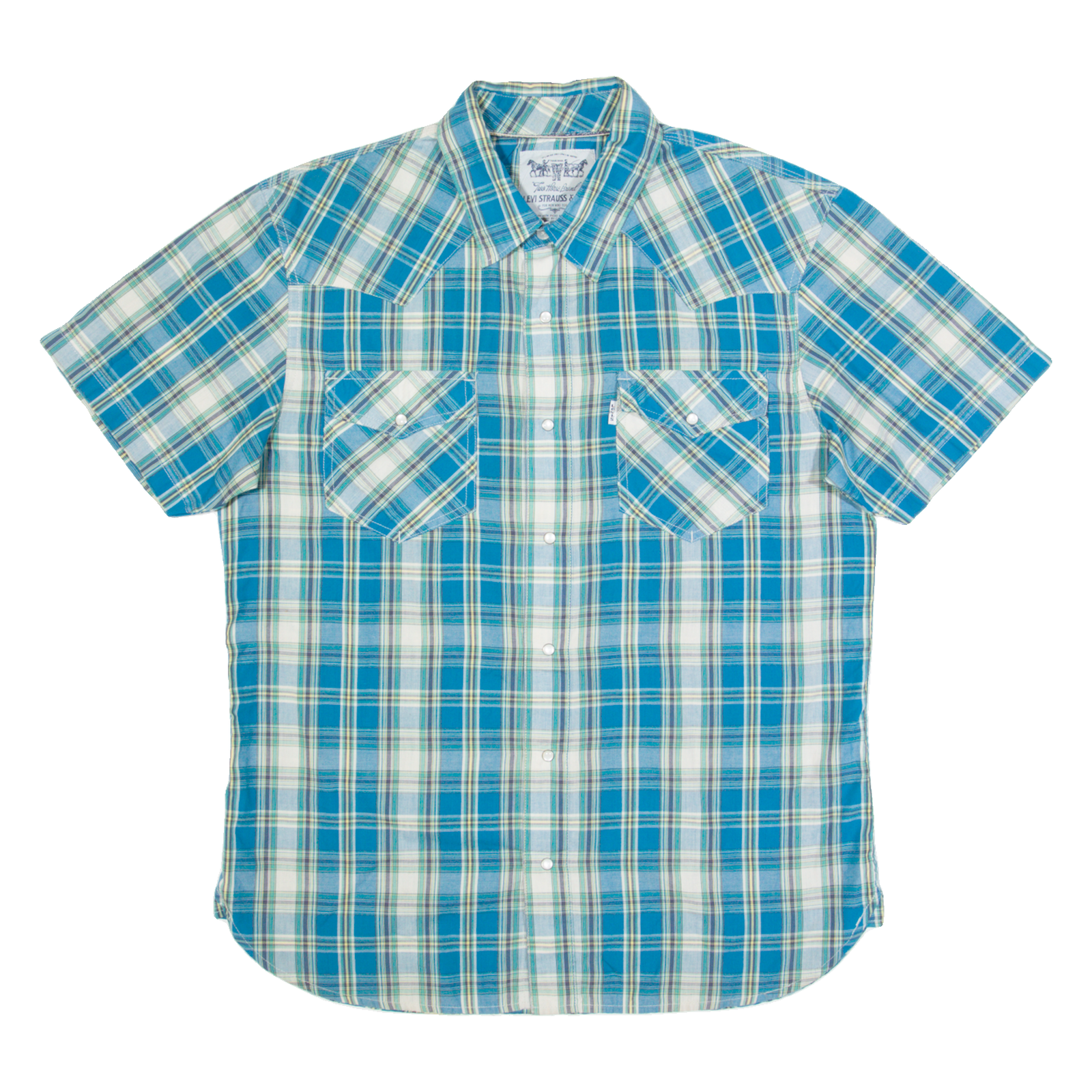 LEVI'S Mens Shirt Blue Check M Refurbished - N/A refurbished available on Cerqular