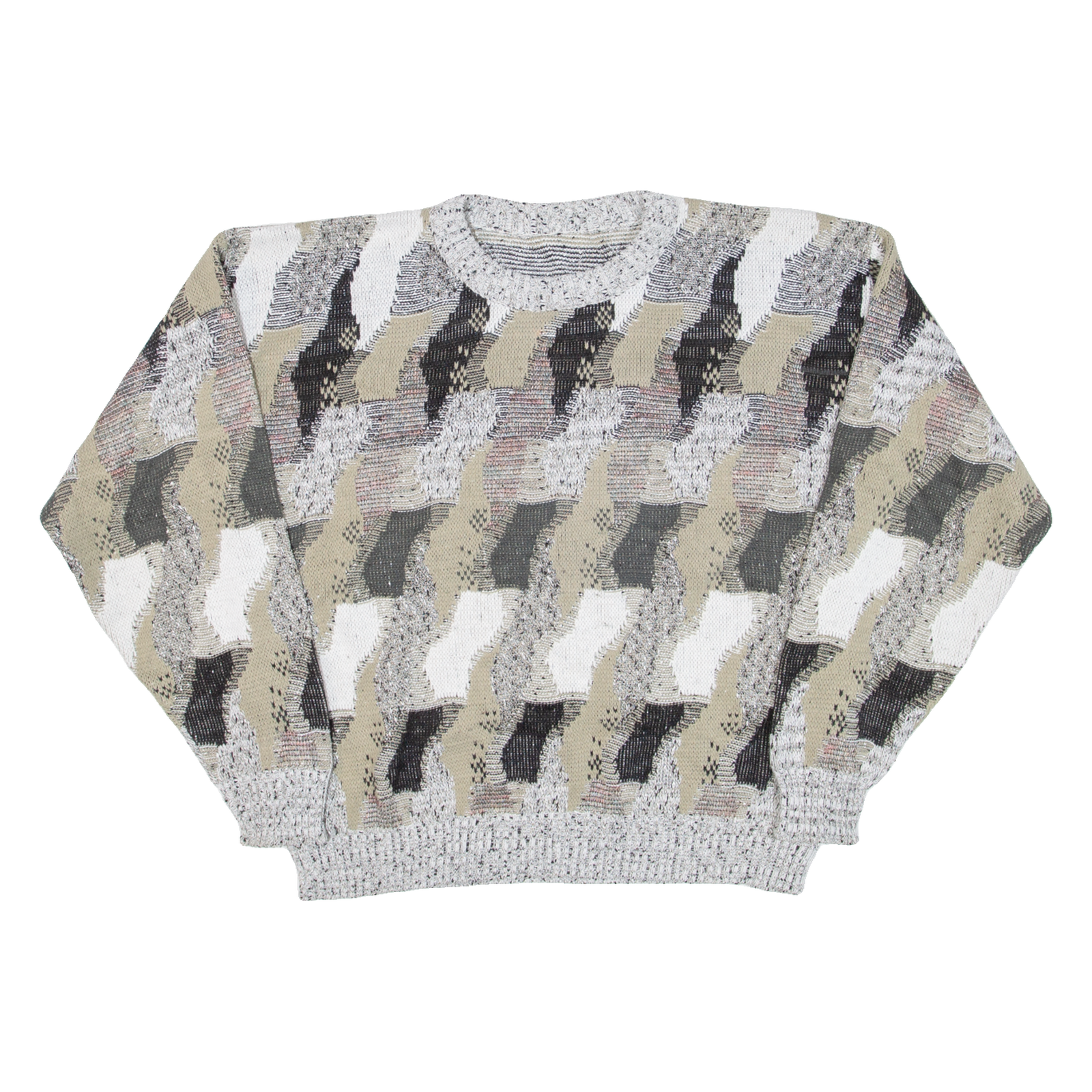 Womens Patterned Jumper Green Crazy Pattern 90s Cable Knit M Refurbished - N/A refurbished available on Cerqular