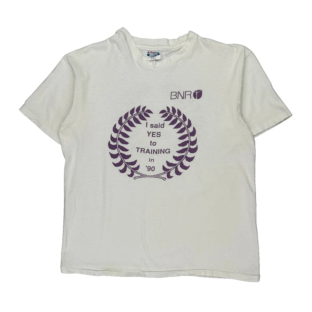 Hanes T-Shirt - XL White Cotton Refurbished - Thrifted (note: this is a term often used to describe second- refurbished available on Cerqular