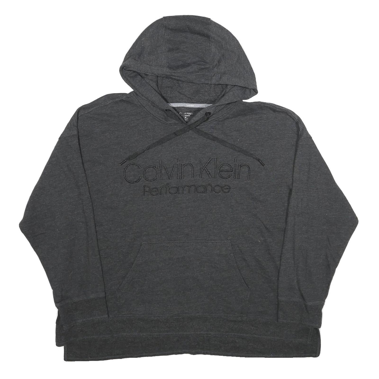 CALVIN KLEIN PERFORMANCE Womens Grey Hoodie 2XL Cotton Blend Pullover Refurbished - N/A refurbished available on Cerqular