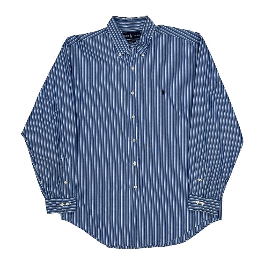 Ralph Lauren Striped Shirt - Large Blue Cotton Refurbished - Thrifted (note: this is a term often used to describe second- refurbished available on Cerqular