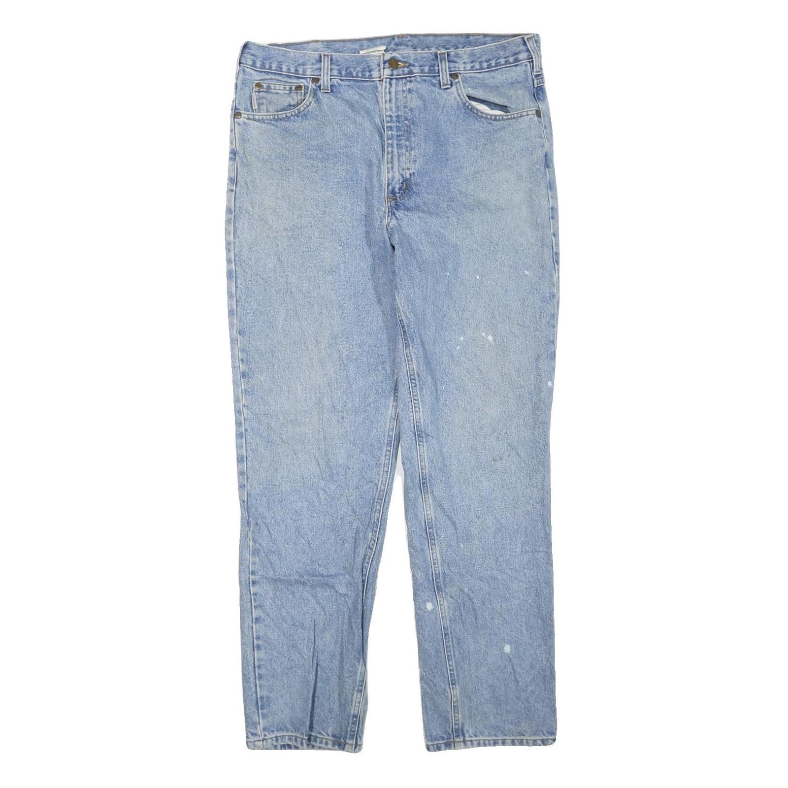 CARHARTT Mens Cotton Blend Regular Light Blue Denim Jeans W38 L32 Workwear Zip Refurbished - N/A refurbished available on Cerqular