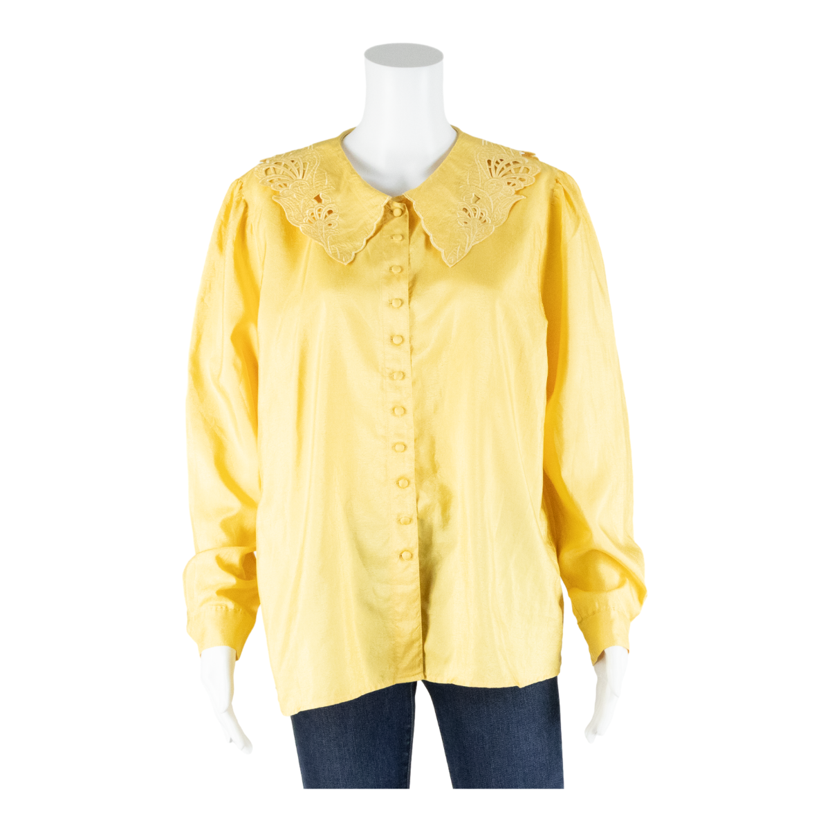 CANDA Womens Shirt Blouse Yellow Collared Long Sleeve 90s M Refurbished - N/A refurbished available on Cerqular