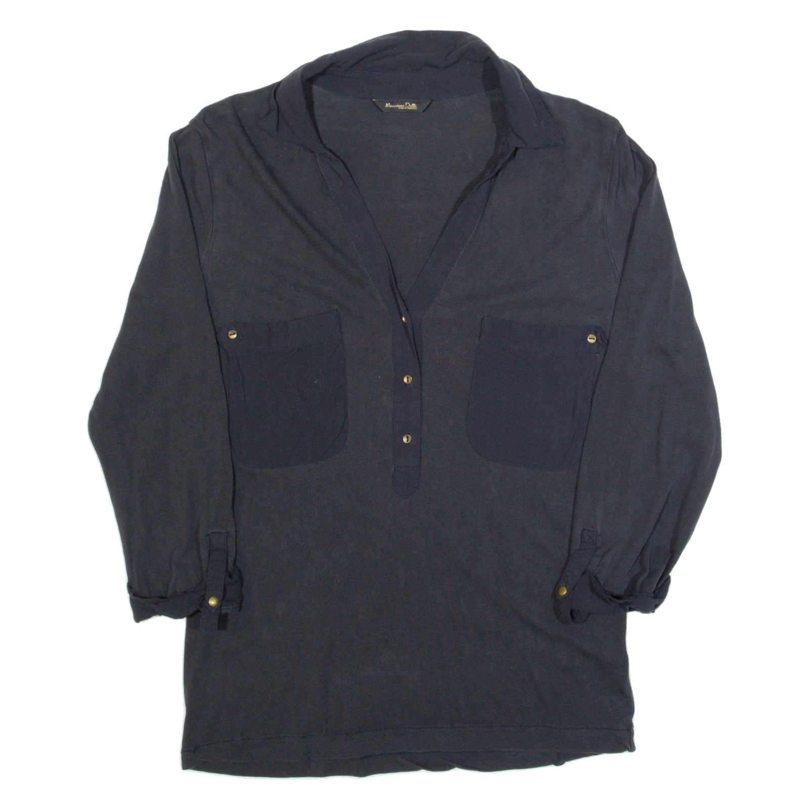 MASSIMO DUTTI Womens Top Black Collared 3/4 Sleeve M Refurbished - N/A refurbished available on Cerqular