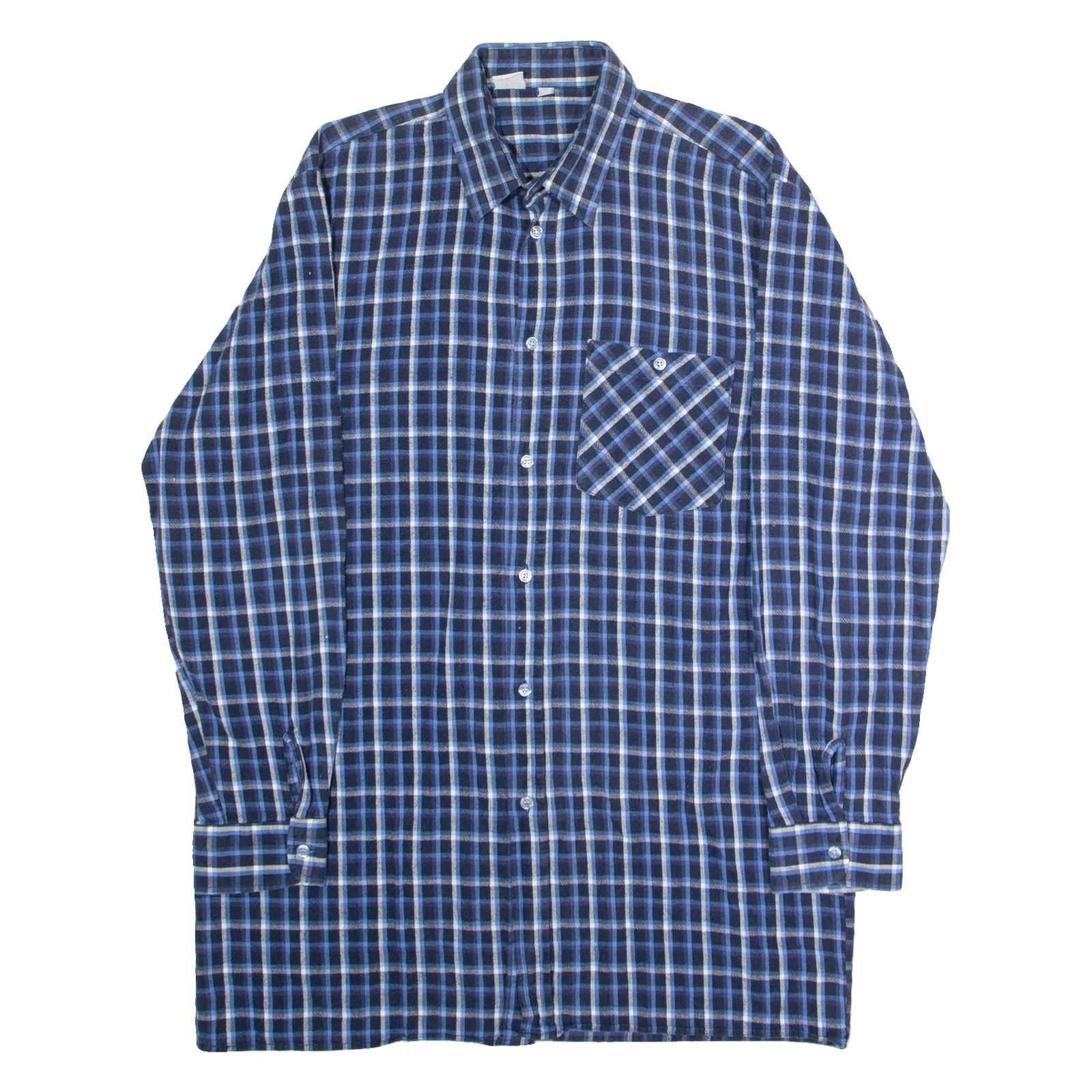 Mens Flannel Shirt Blue 90s Check Long Sleeve L Refurbished - N/A refurbished available on Cerqular
